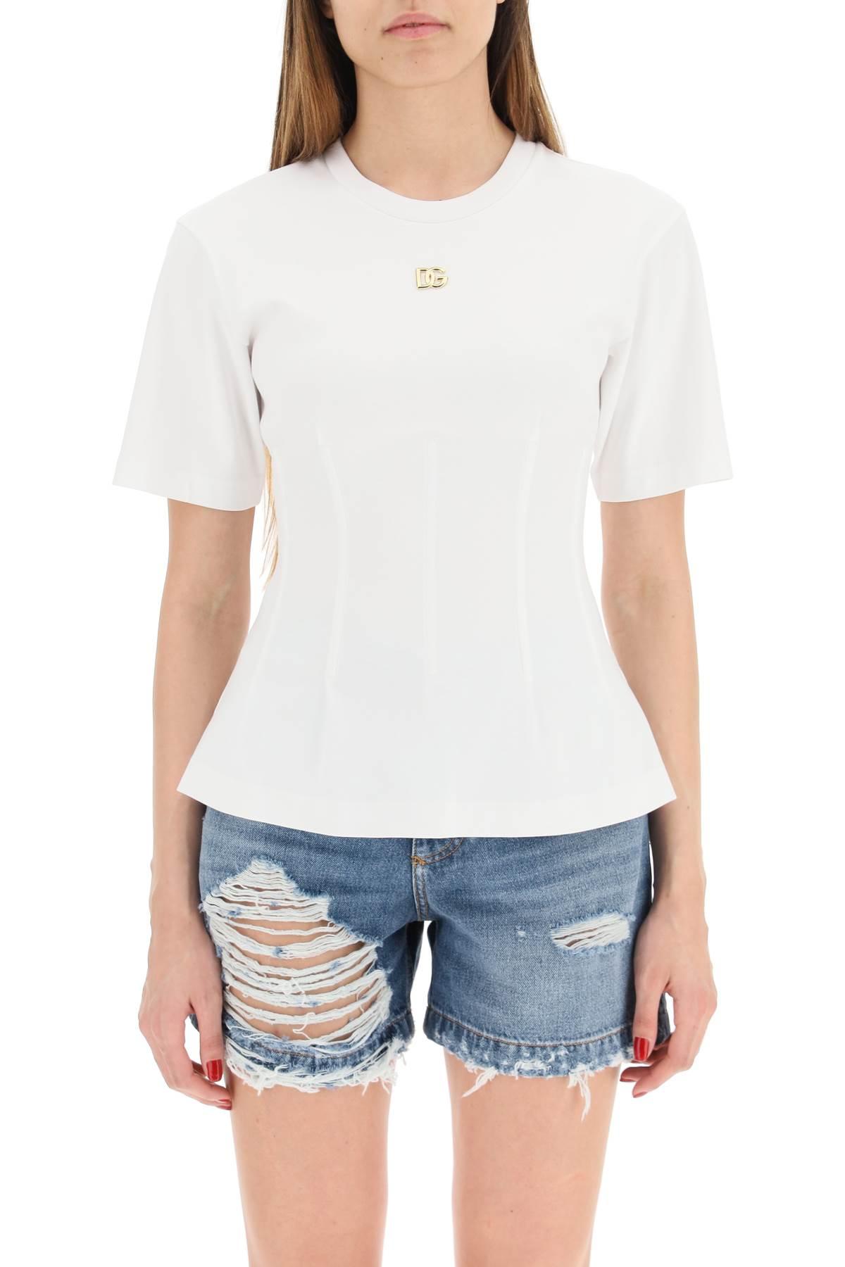 Dolce & Gabbana Cotton Logo Bustier T-shirt in White - Save 37% | Lyst