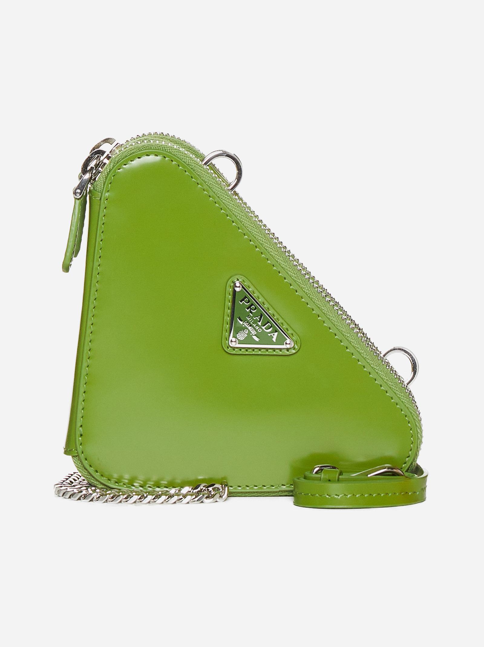 Prada Triangle Double Leather Mini Bag in Green