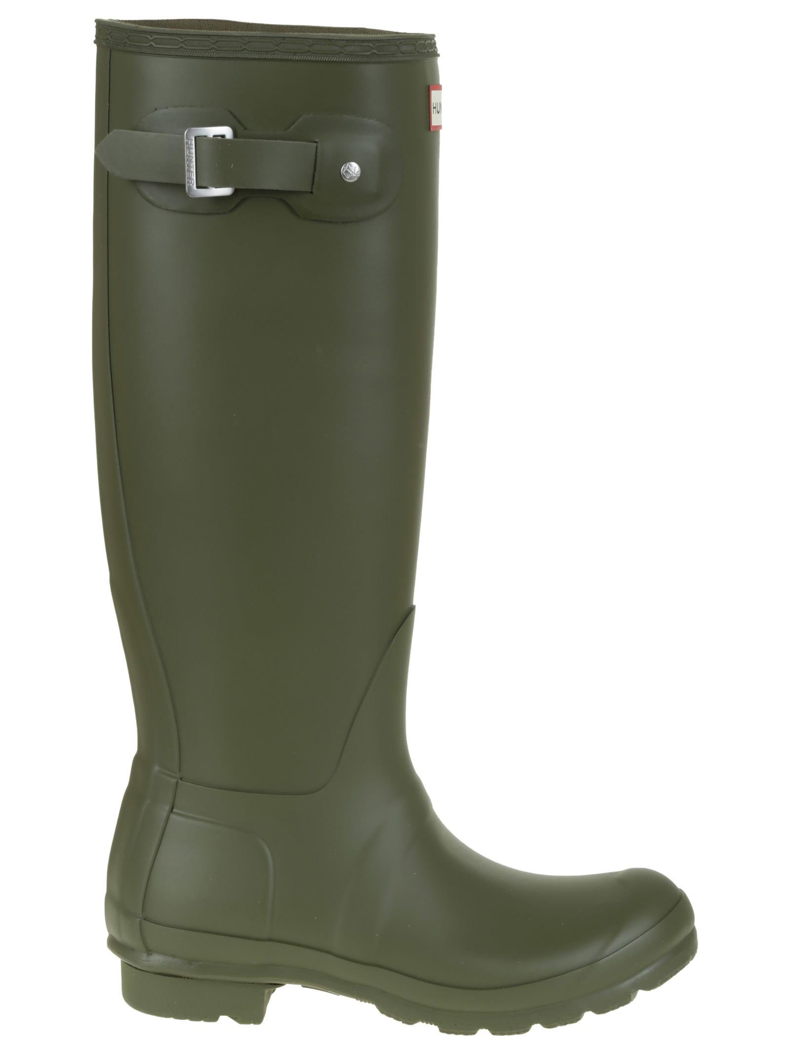 Army green top hunter boots