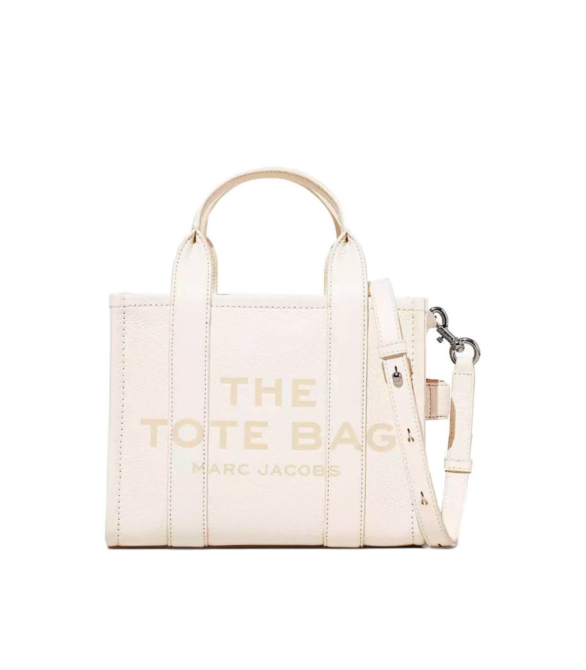 Marc Jacobs The Leather Mini Tote Ivory Handbag in Natural | Lyst