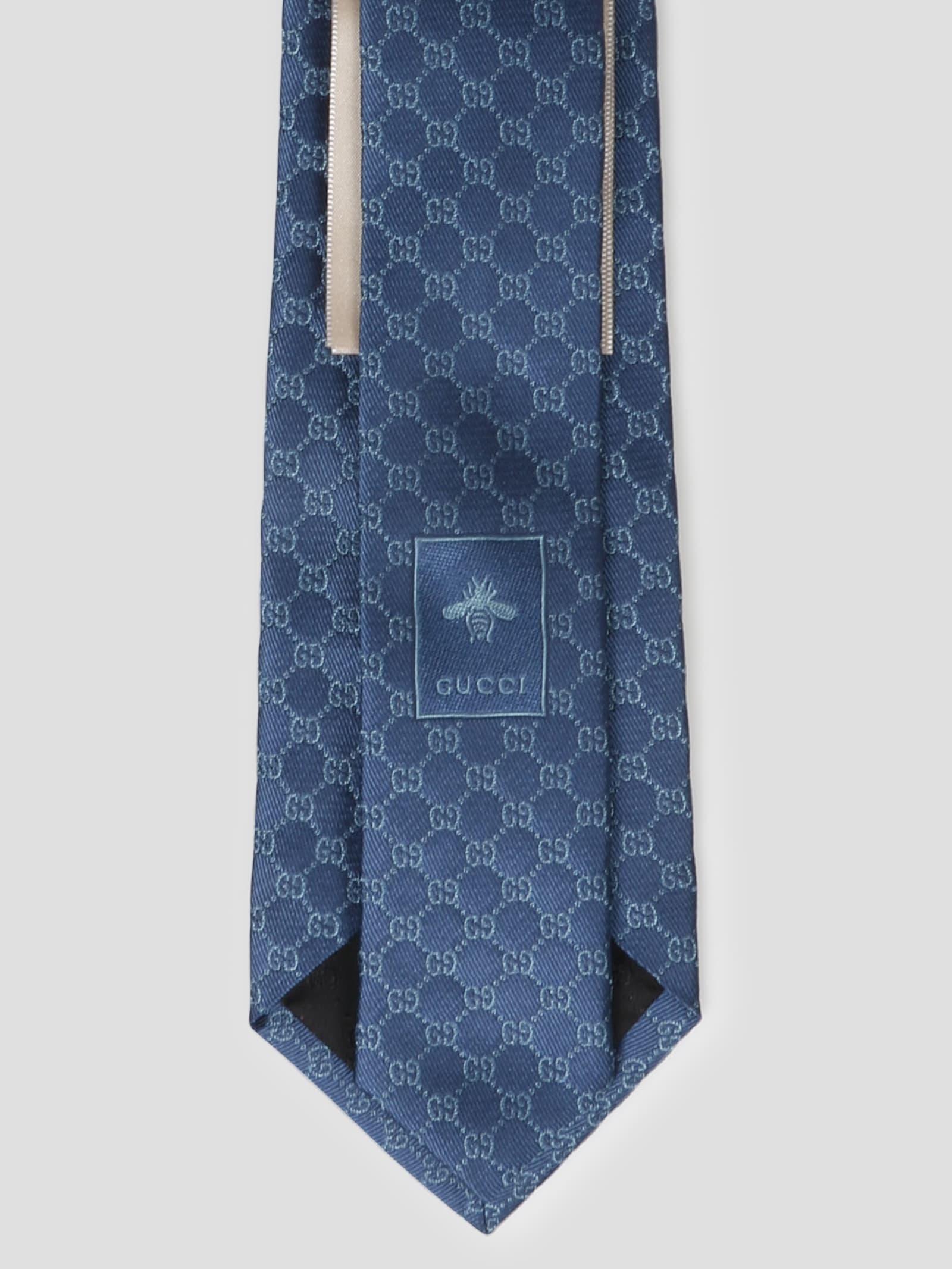 GG silk jacquard tie in light blue