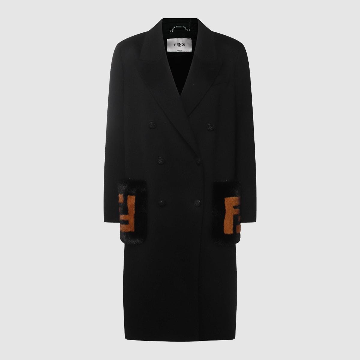 【送料&関税込】Fendi Embroidered Wool Blend Coat Fendi - Wool long coat blue - The Corner