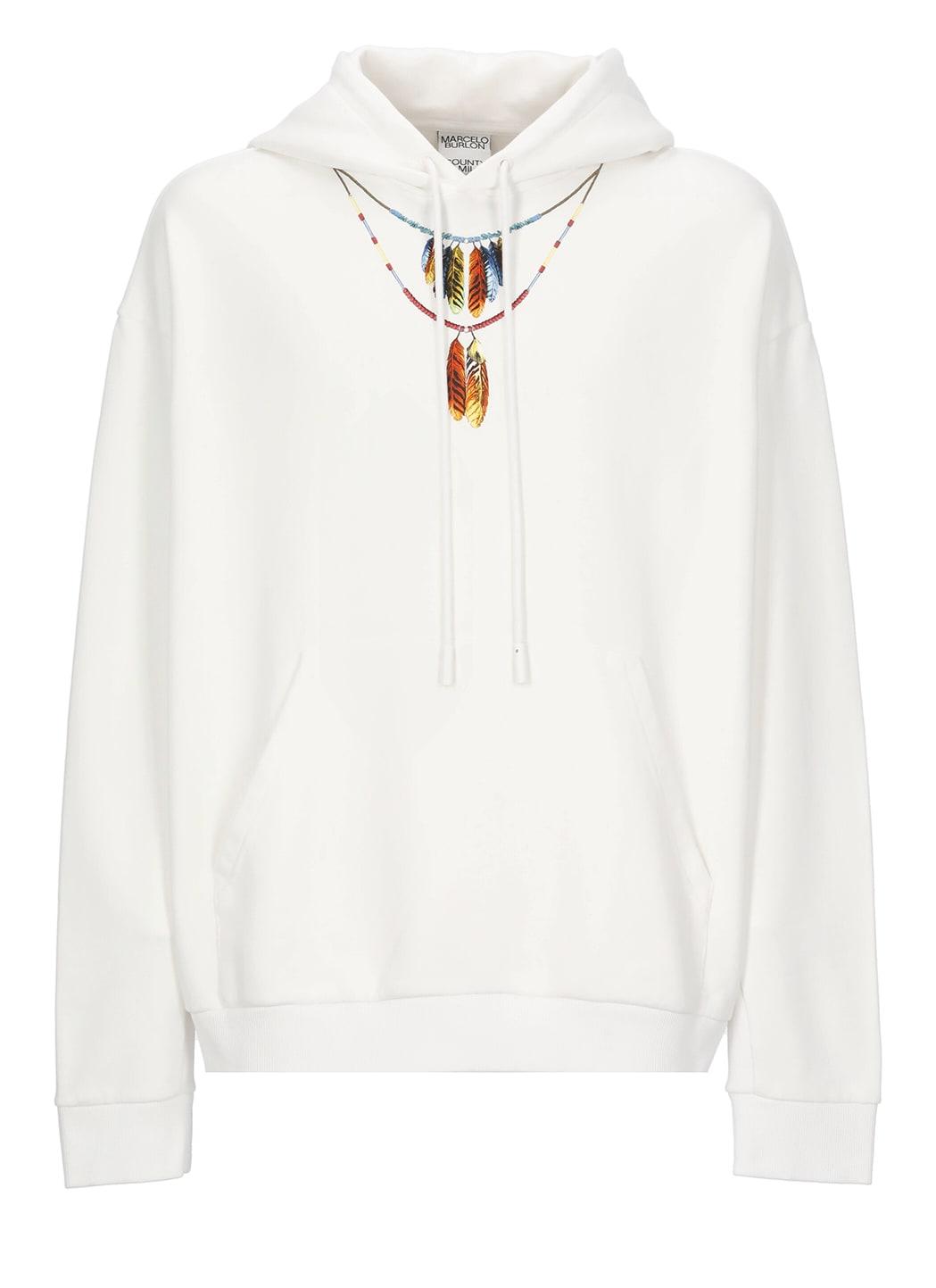 Marcelo Burlon Feathers Necklace Hoodie in White for Men | Lyst
