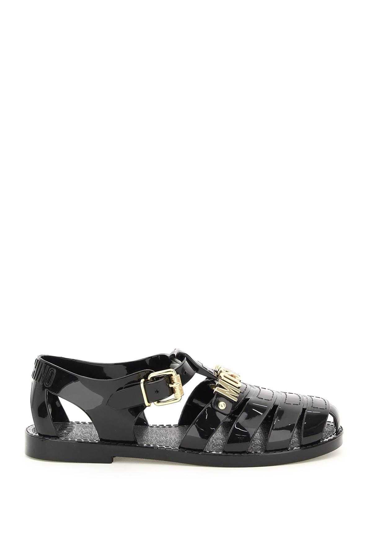 moschino logo jelly sandals