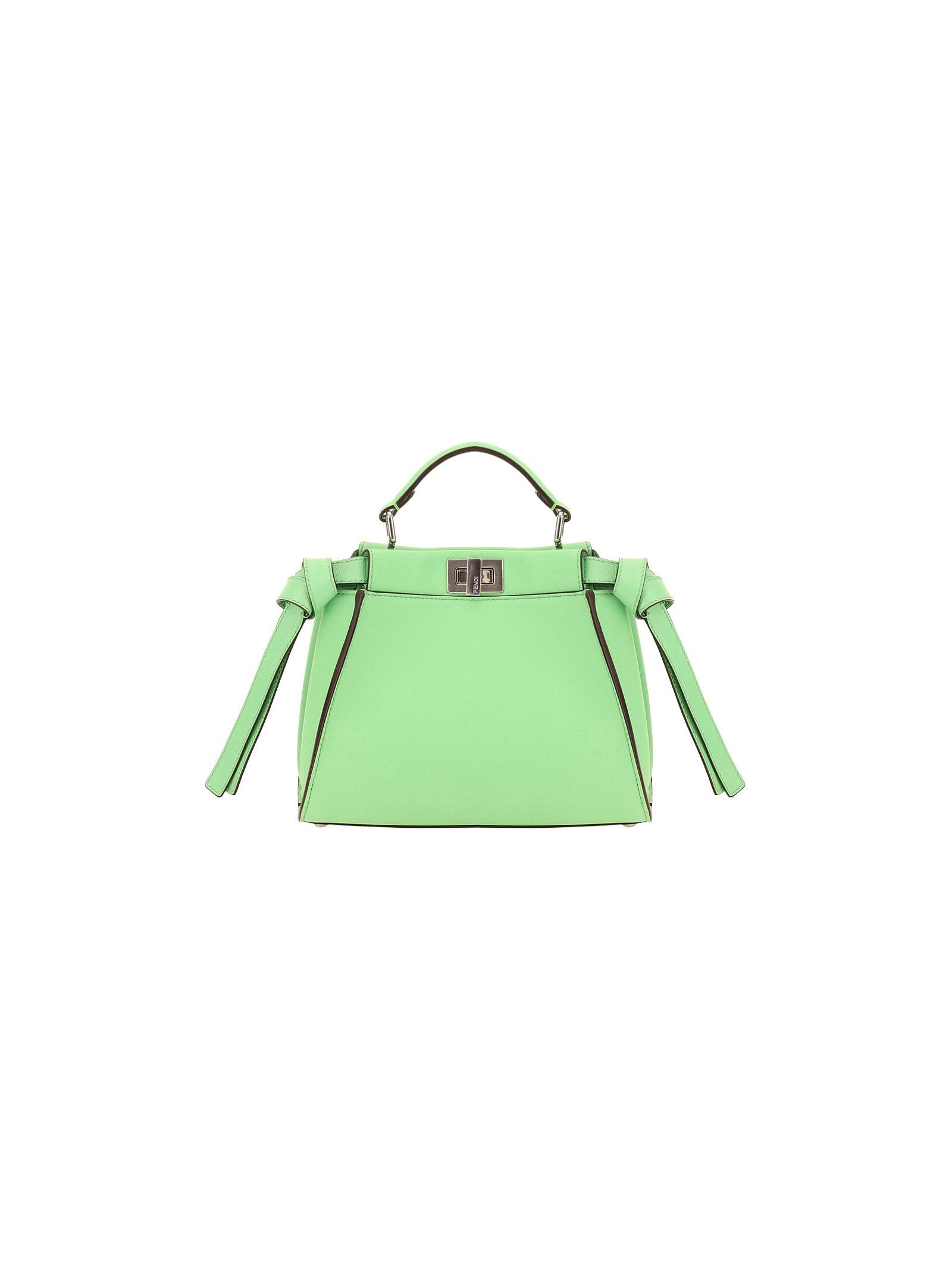 Fendi Peekaboo Mini Hand Bag in Green | Lyst