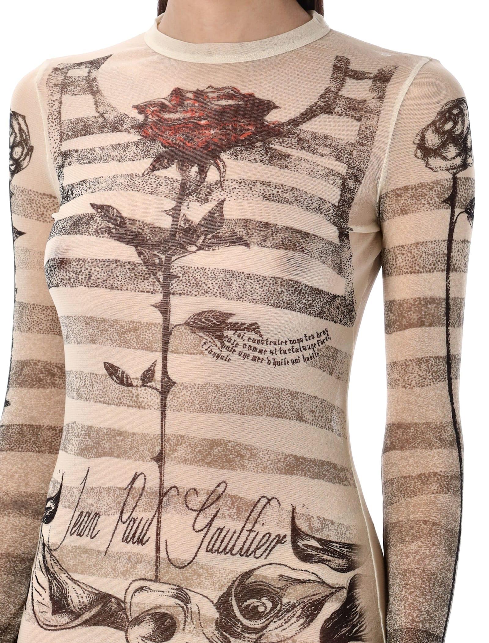 ワンピース JeanPaul GAULTIER MESH TATOO MARINIER LONG DRESS Jean Paul Gaultier Mesh Tattoo-Inspired Long Dress in