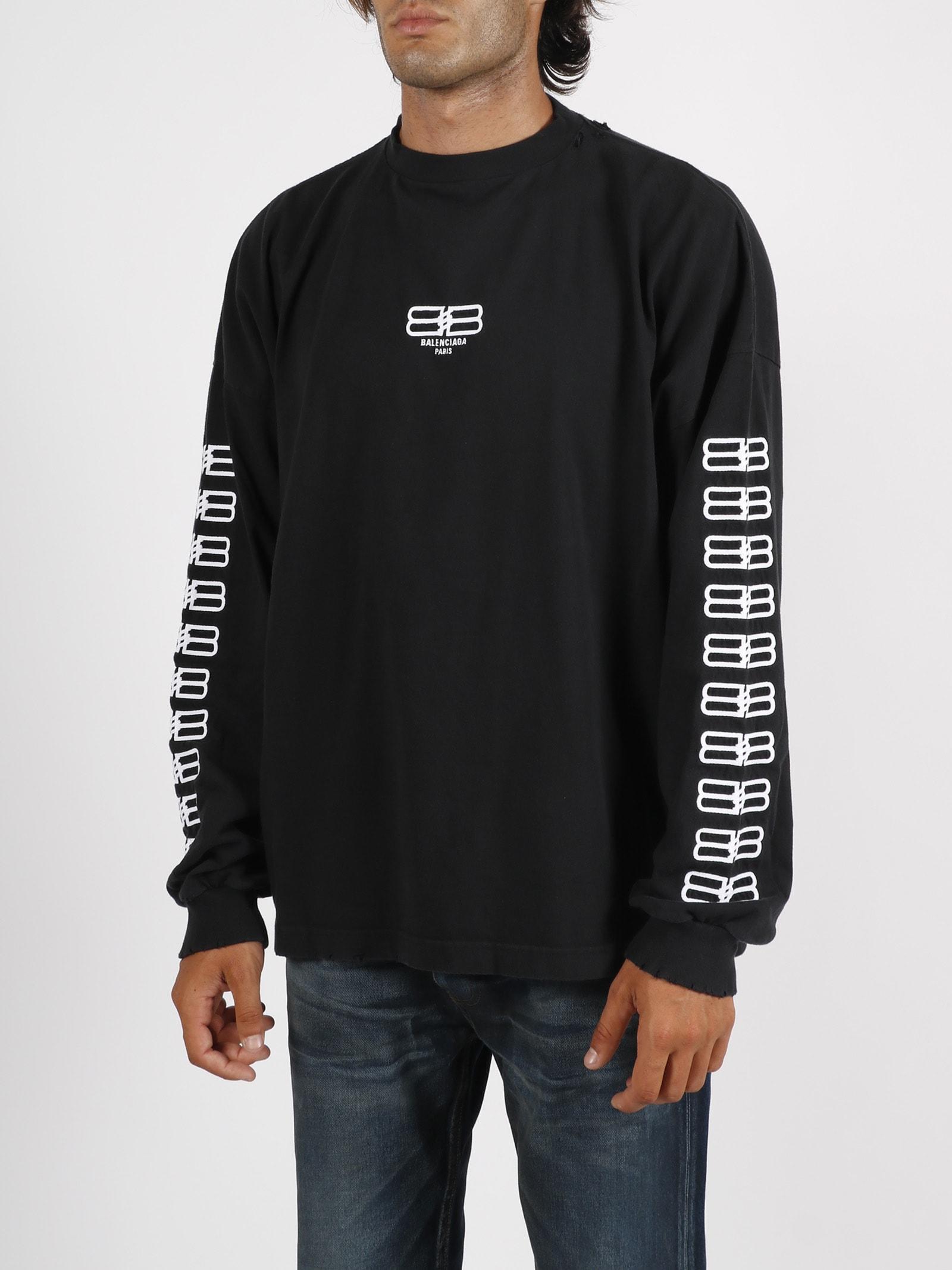 新品★BALENCIAGA■袖ロゴ長袖Ｔシャツ BB Paris Icon Balenciaga Bb Paris Icon Long Sleeve T-shirt in Blue for Men