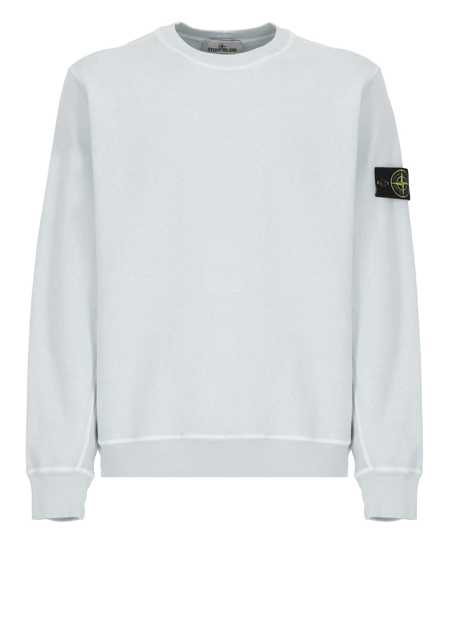 【送料&関税込】Stone Logoed Sweatshirt Stone Island Light Logoed Sweatshirt in White for Men | Lyst