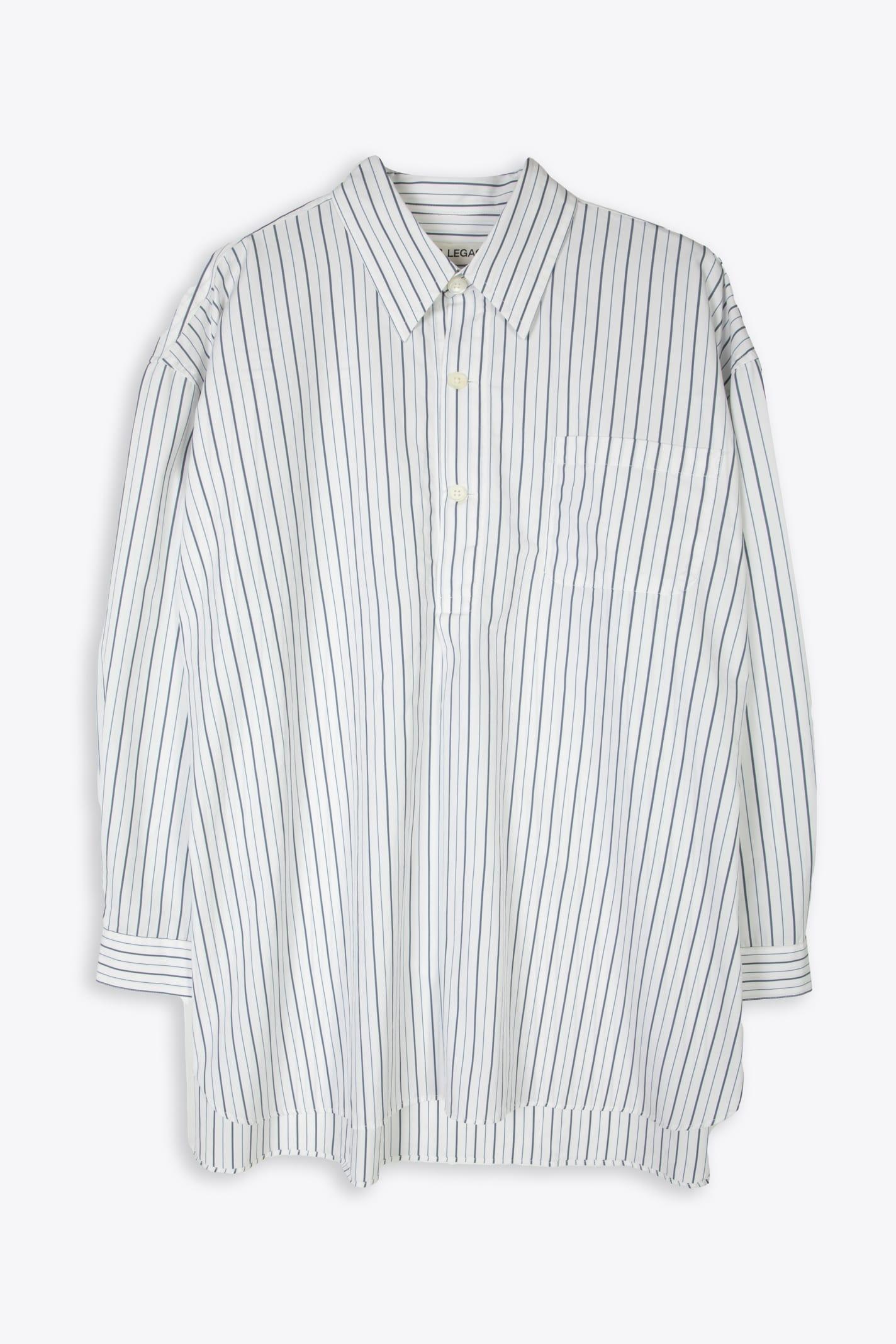 Our Legacy Popover Shirt White And Blue Striped Cotton Shirt - Popover ...