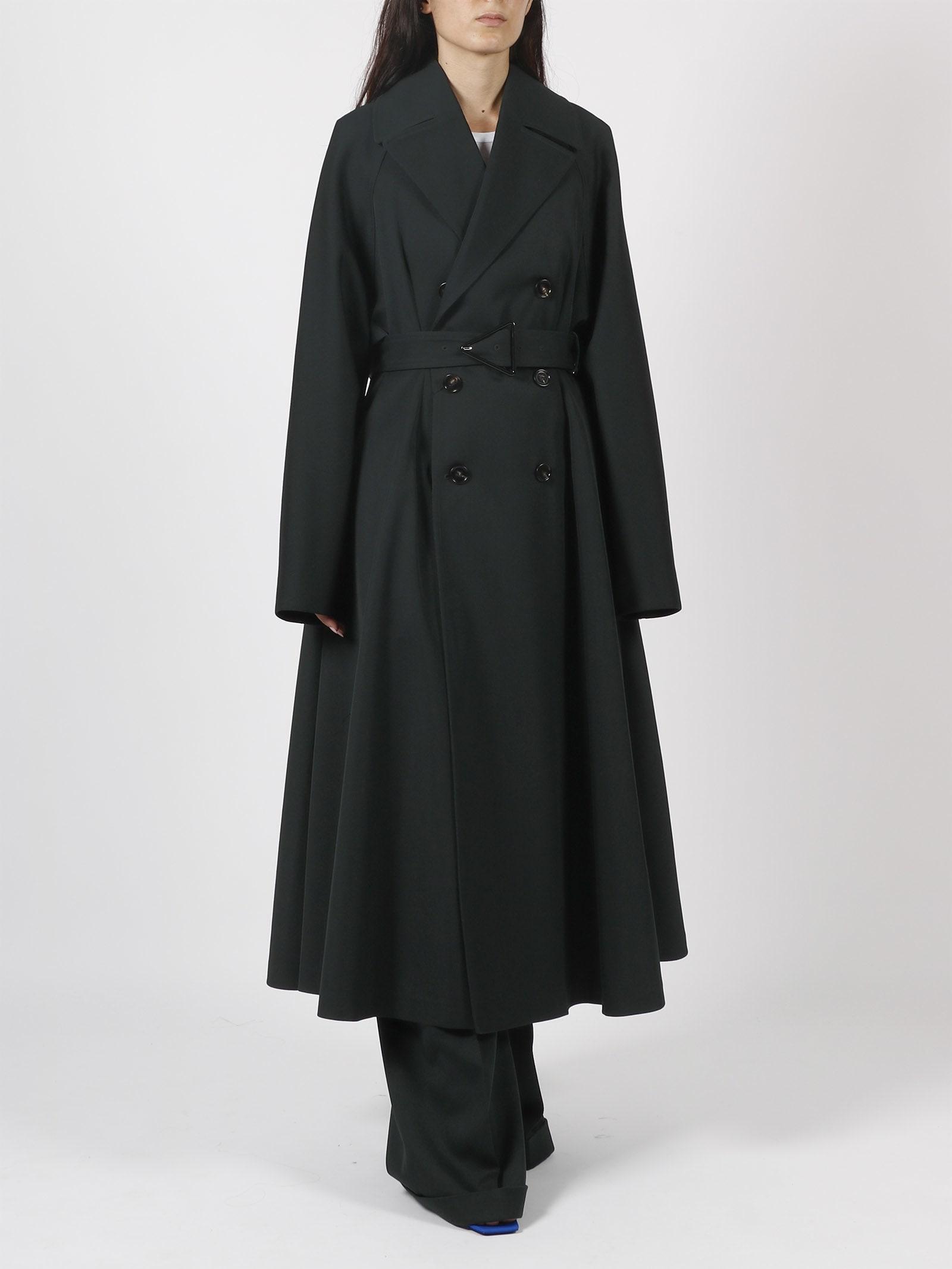 Bottega Wool Gabardine Trench Coat in Black Lyst UK