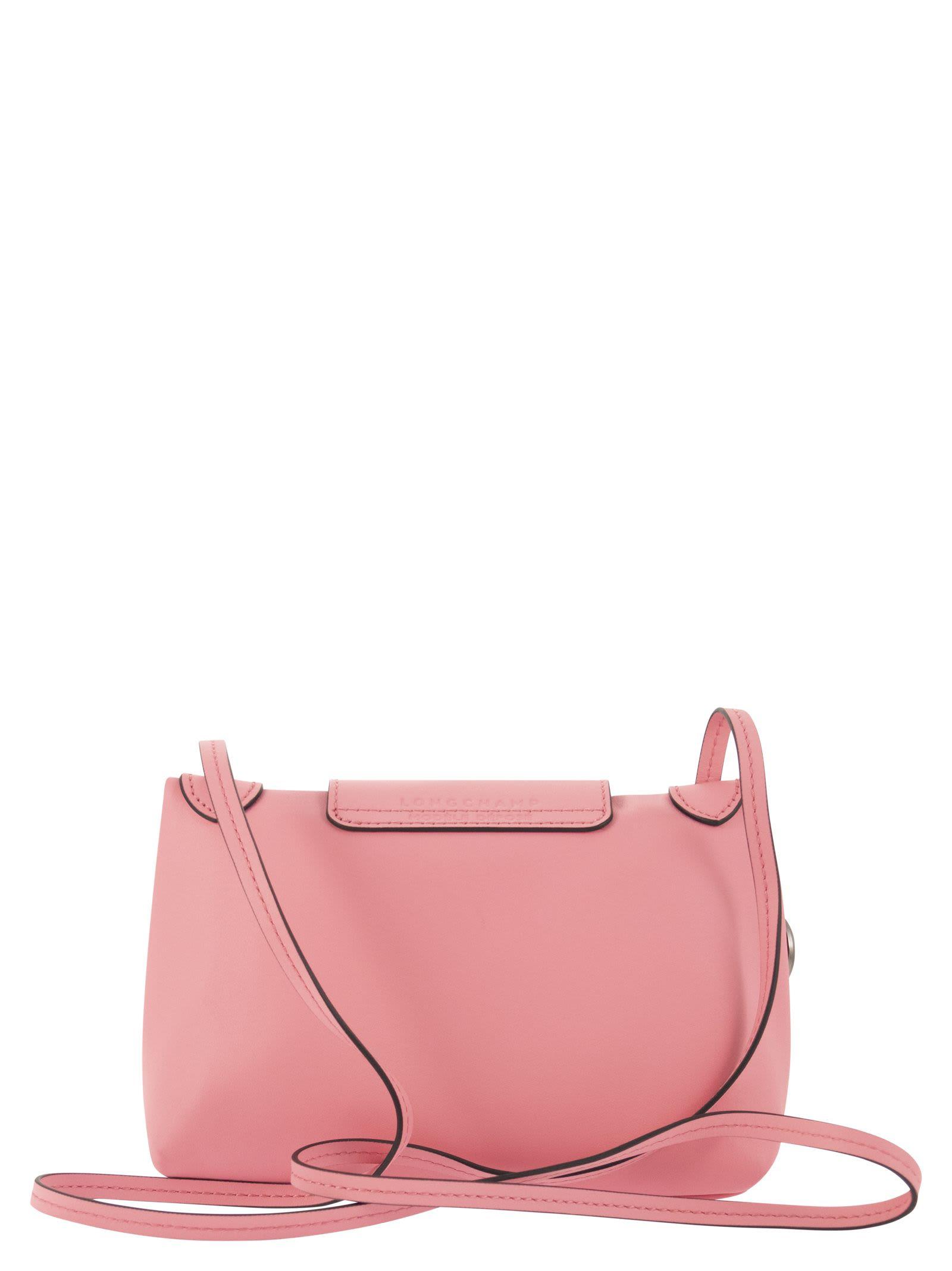 Longchamp Extra Small Le Pliage Leather Crossbody Bag in Pink