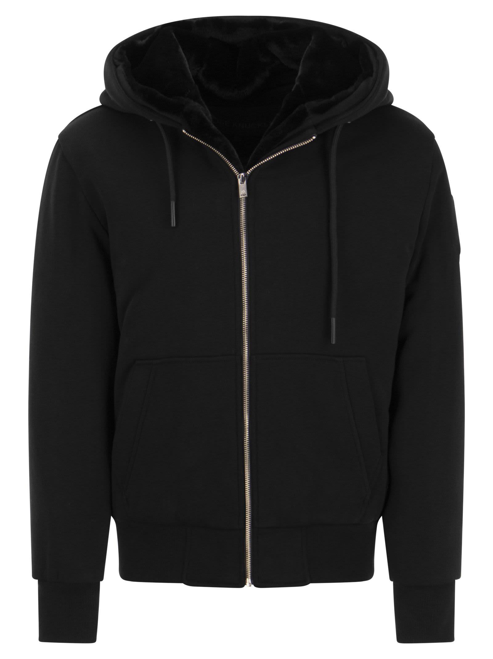 Moose Knuckles Classic Bunny - Faux Fur Lined Hoodie in Black for
