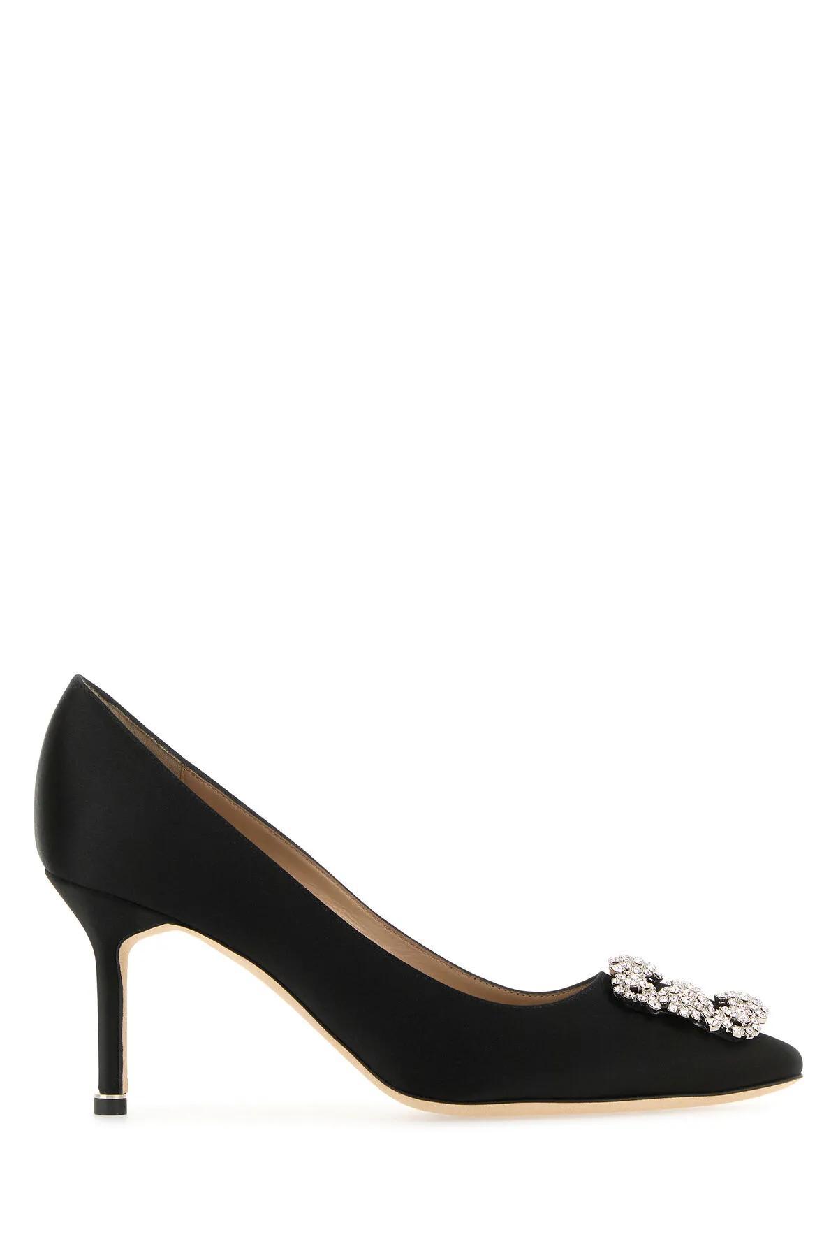 Manolo blahnik swan embellished satin pump best sale