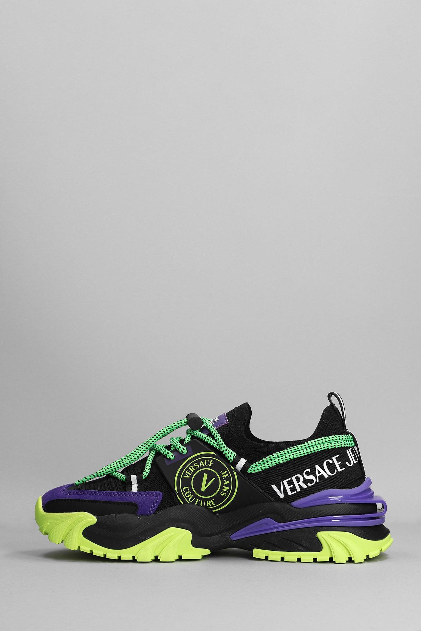 Versace Chain Reaction Sneakers In Green Synthetic Fibers