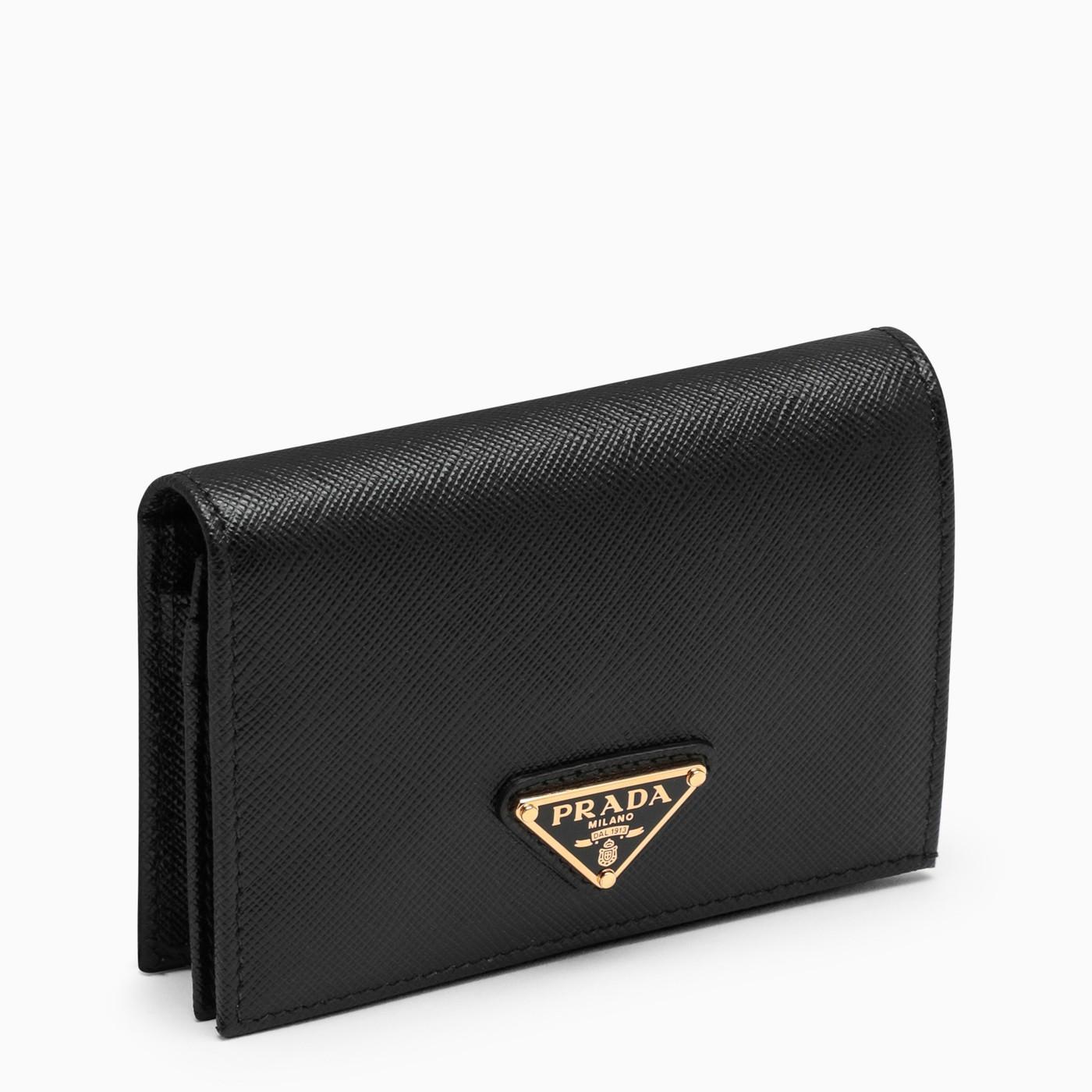Prada Black Saffiano Leather Credit Card Holder | Lyst