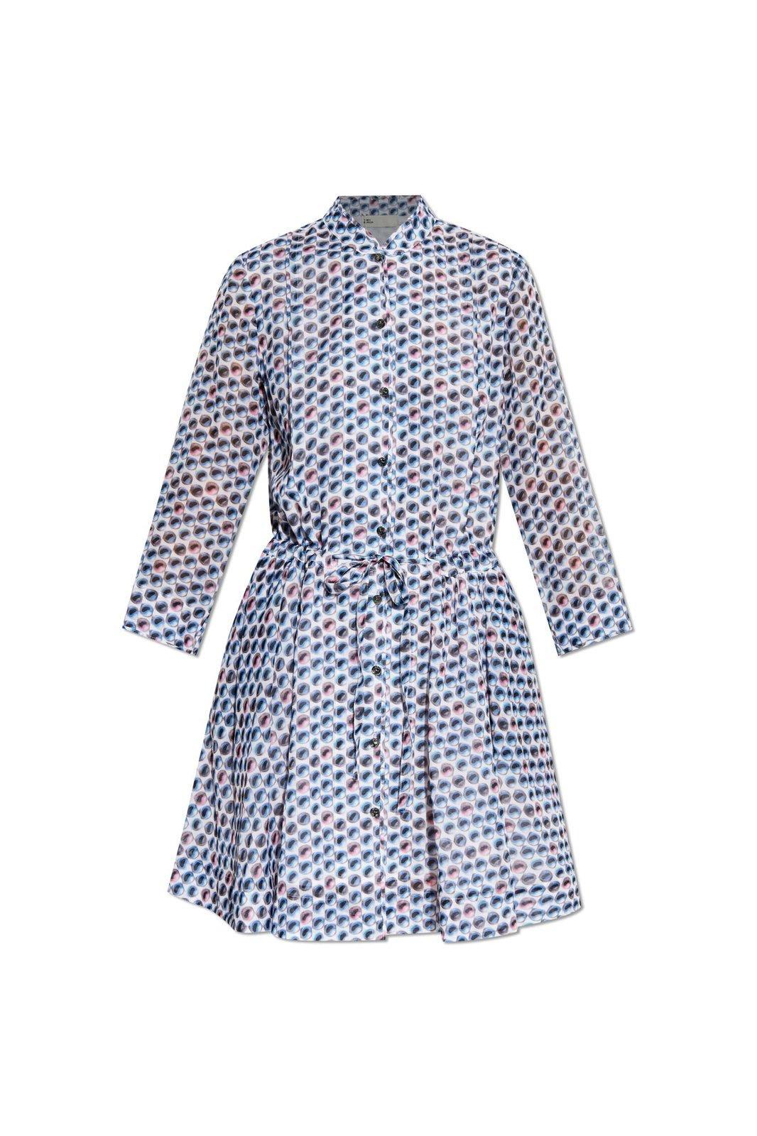 ワンピース TORY BURCH Cotton short dress with contrasting profiles Tory Burch Short cotton dress with contrasting profiles
