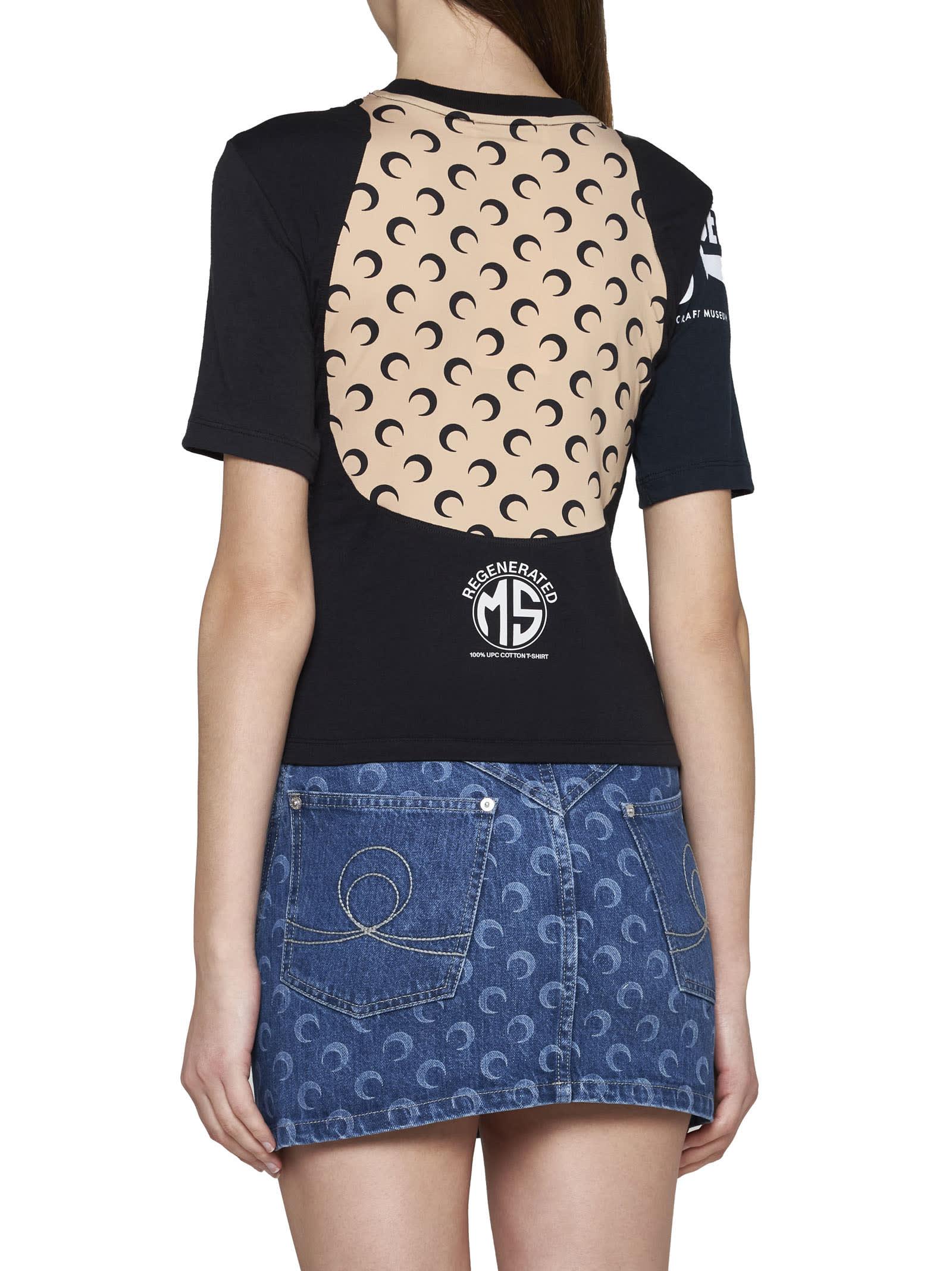 Marine Serre Crescent Moon Printed Upcycled Crewneck T-shirt