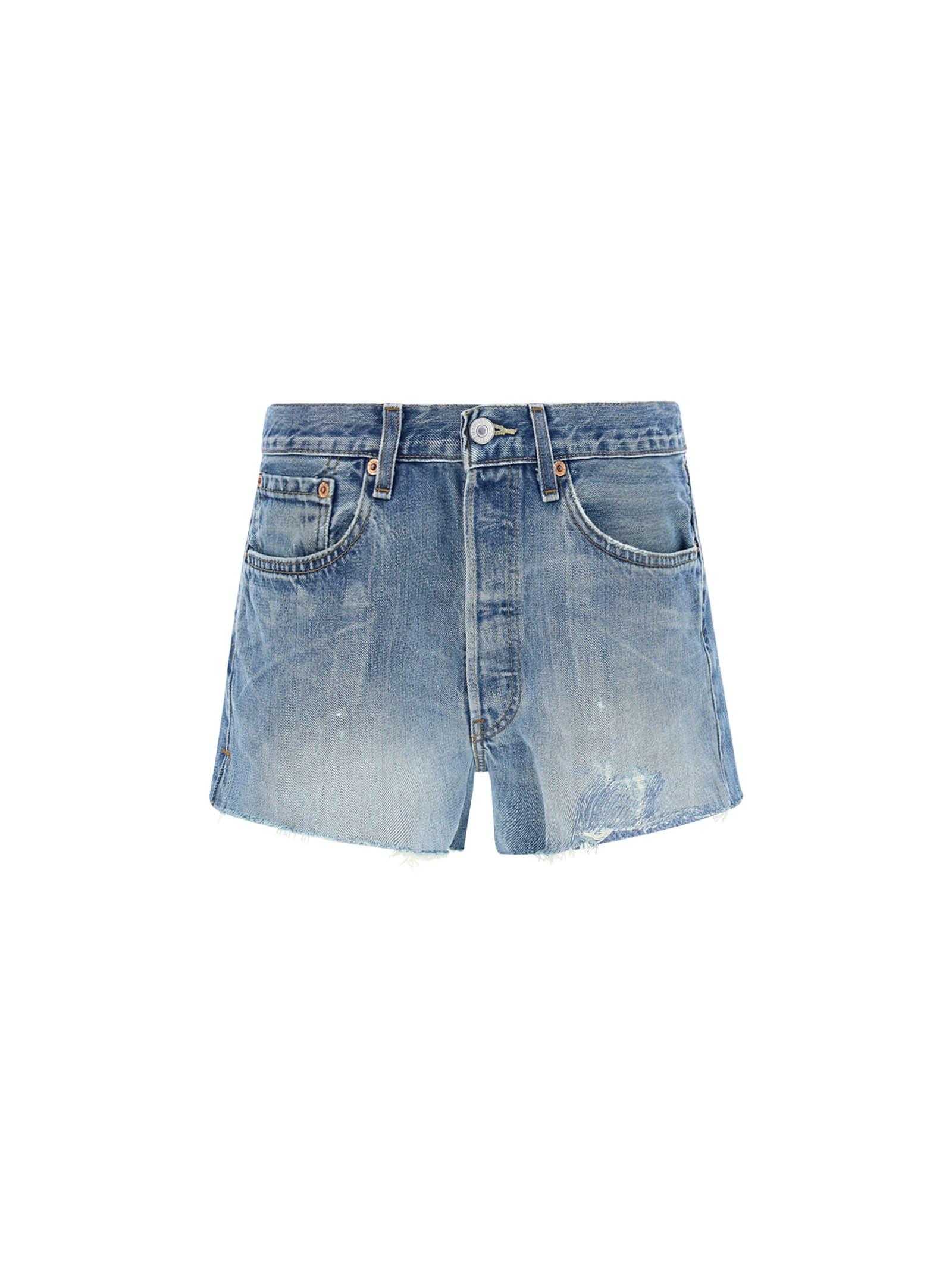 RE/DONE Denim Shorts in Dark Denim Blue 
