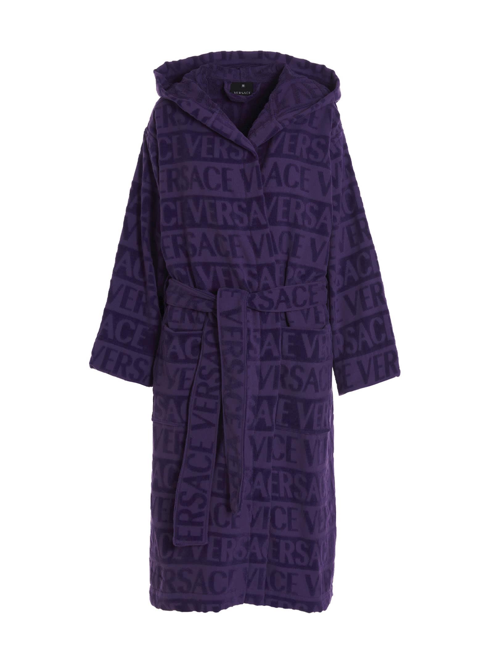 Versace Sequin Logo Bathrobe in Blue Lyst