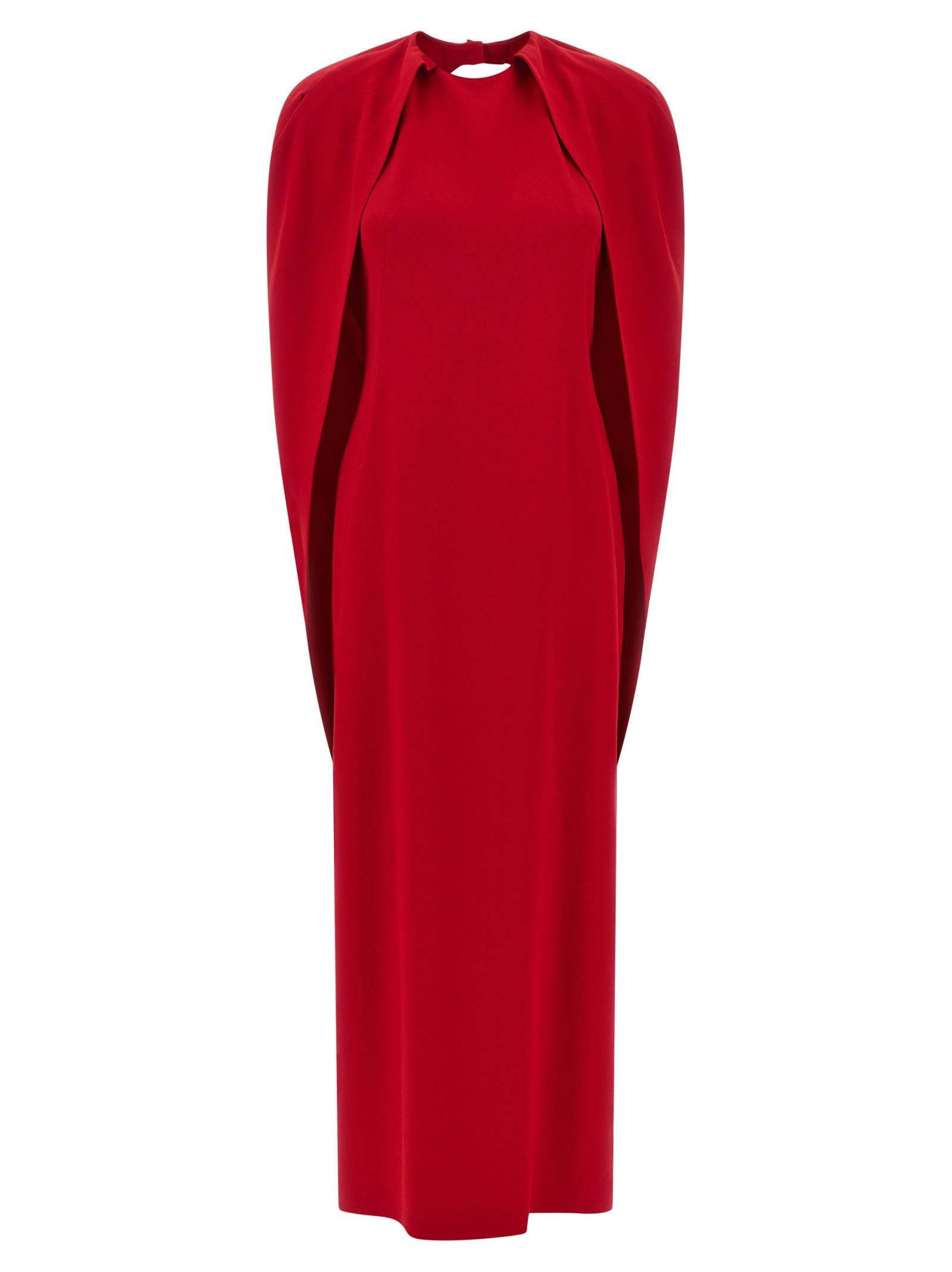 alberta ferretti red dress Alberta Ferretti Stretch Cape-Back Column Dress
