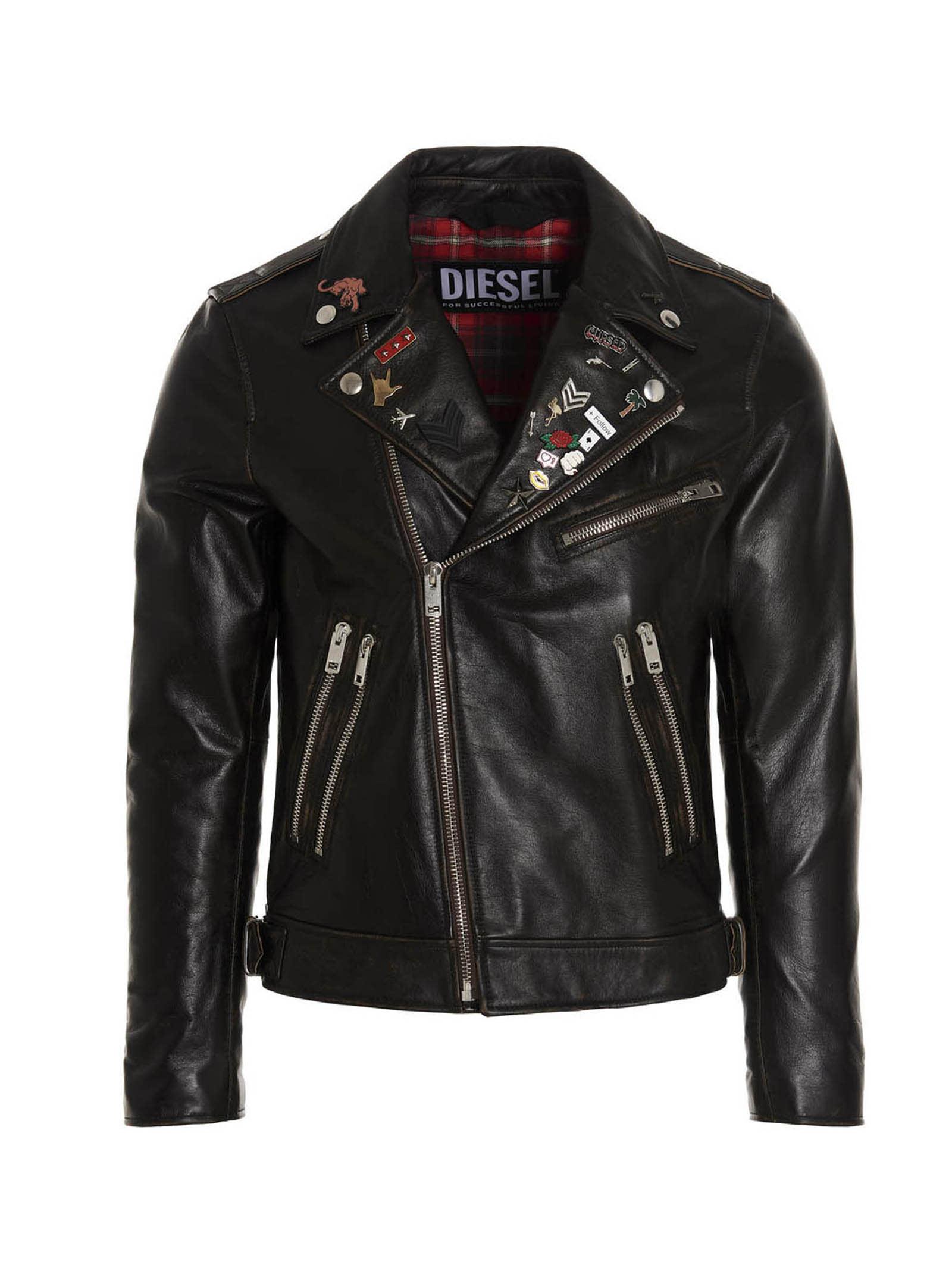 DIESEL Leather L Garrett-new Jacket in Black for Men | Lyst