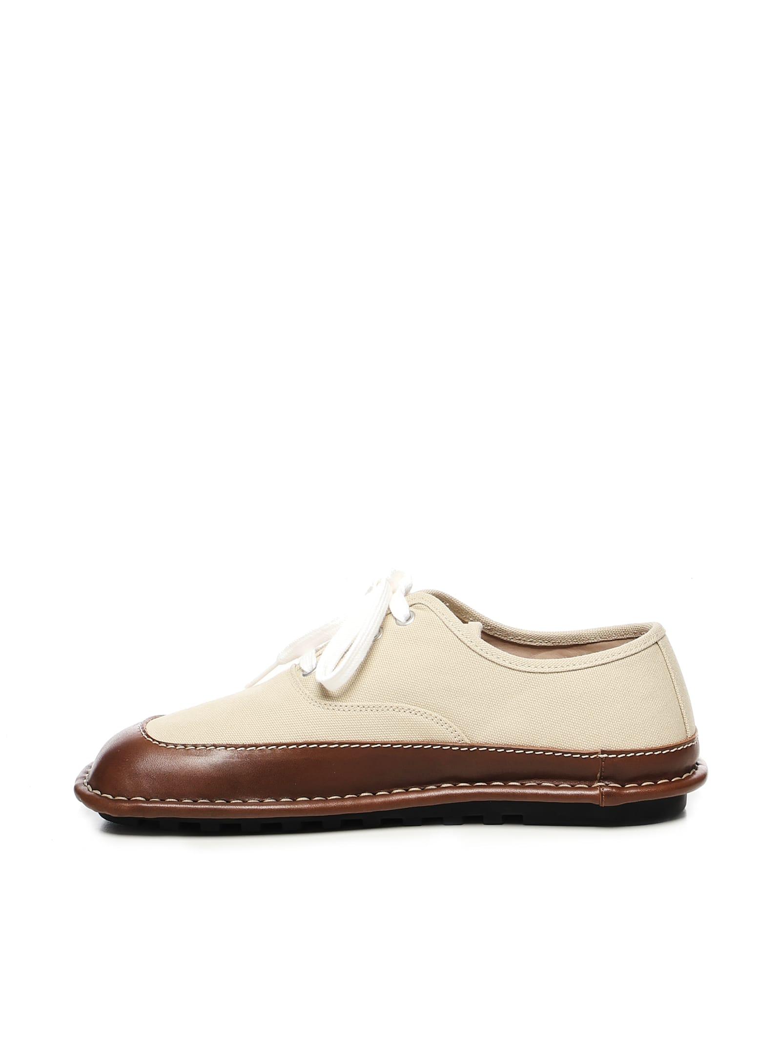 【送料&関税込】Loewe Bay Canvas And Calfskin Lace-up Shoes Loewe Bay Canvas And Calfskin Lace-Up Shoes in White for Men