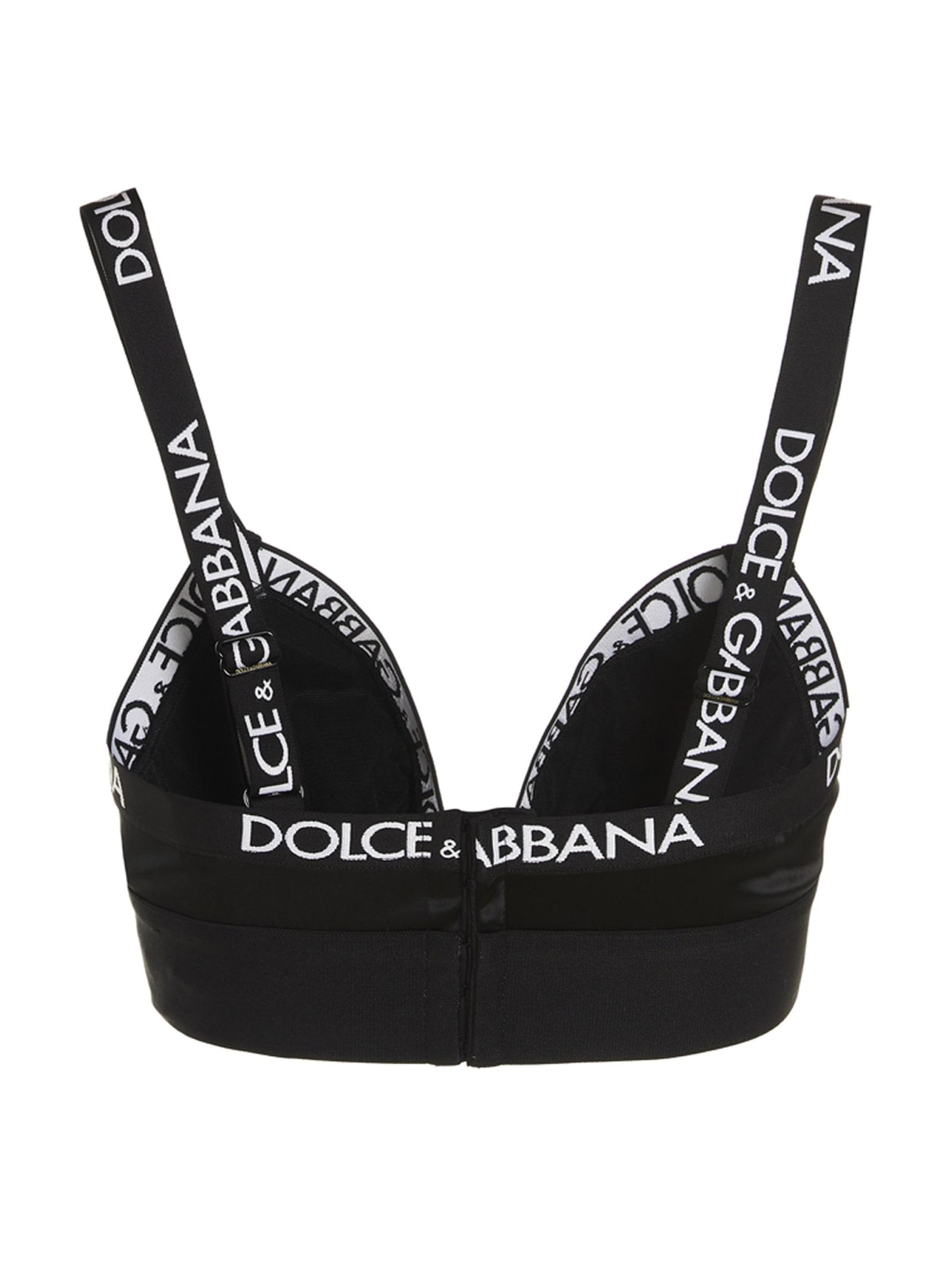 Dolce&Gabbana Logo Band Tile-Print Lycra Bra Top