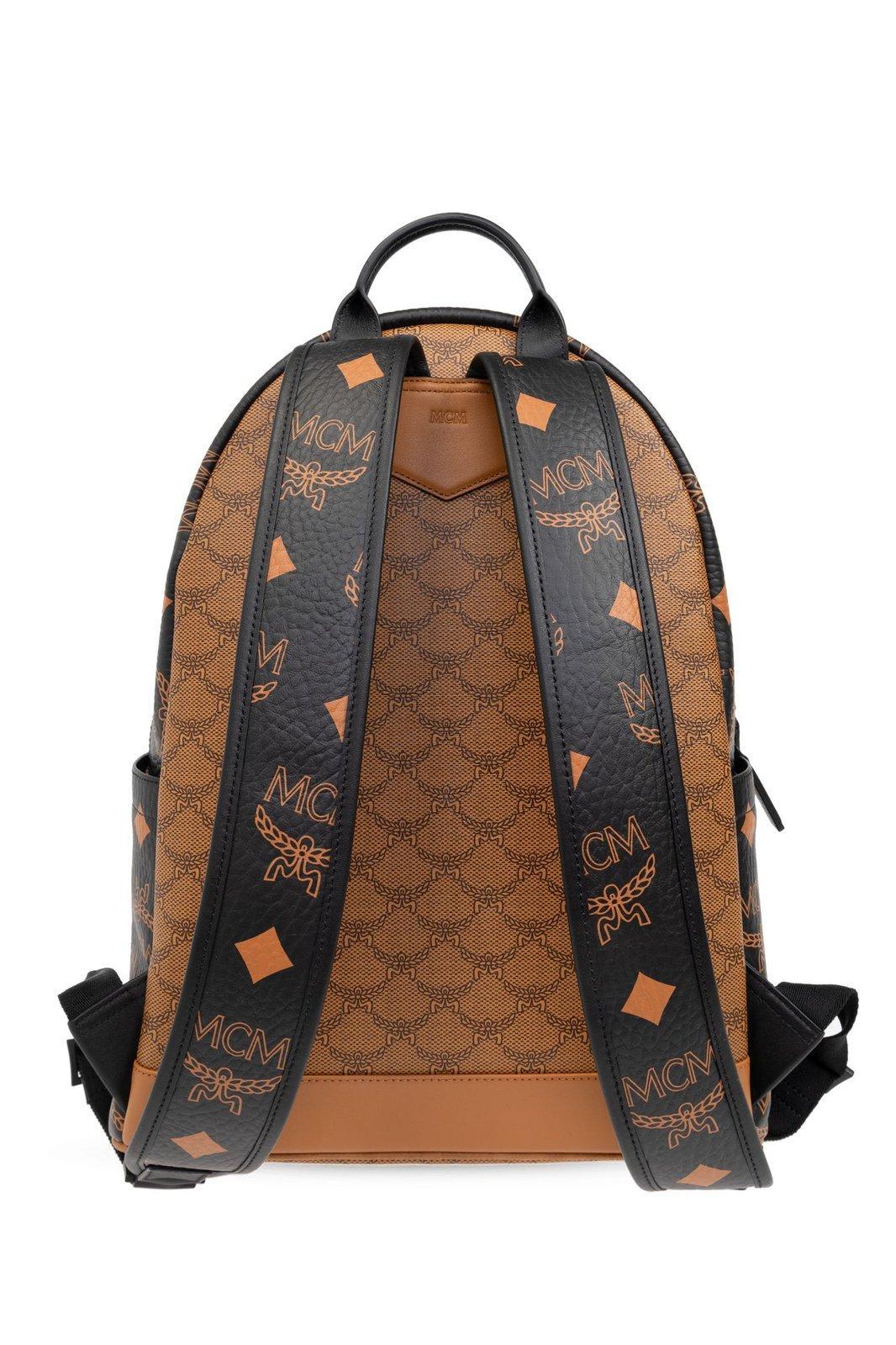 Black and blue mcm backpack discount