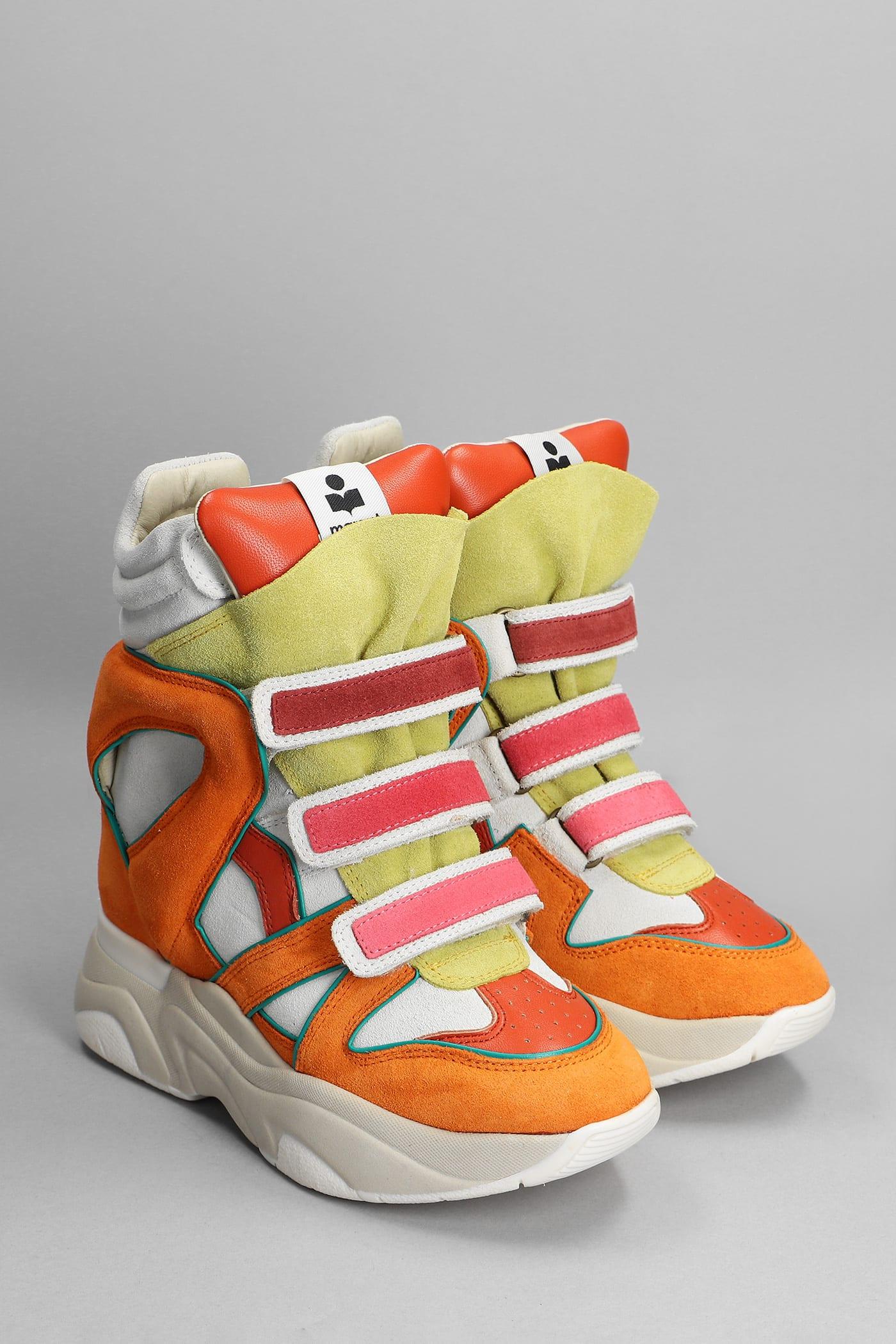 Marant Sneakers In Orange Suede And Leather |
