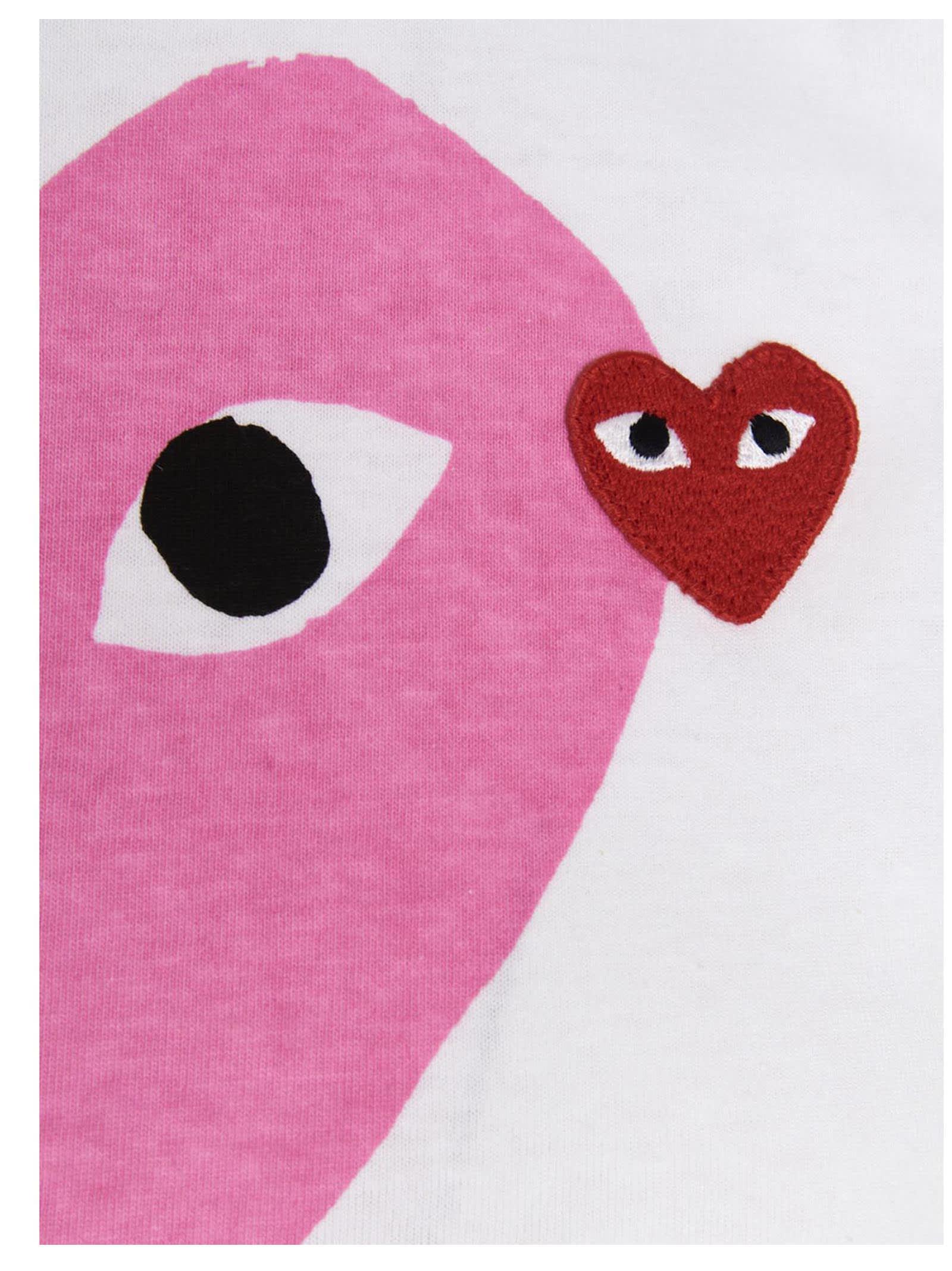 COMME DES GARÇONS PLAY 'red Heart' T-shirt in Pink | Lyst