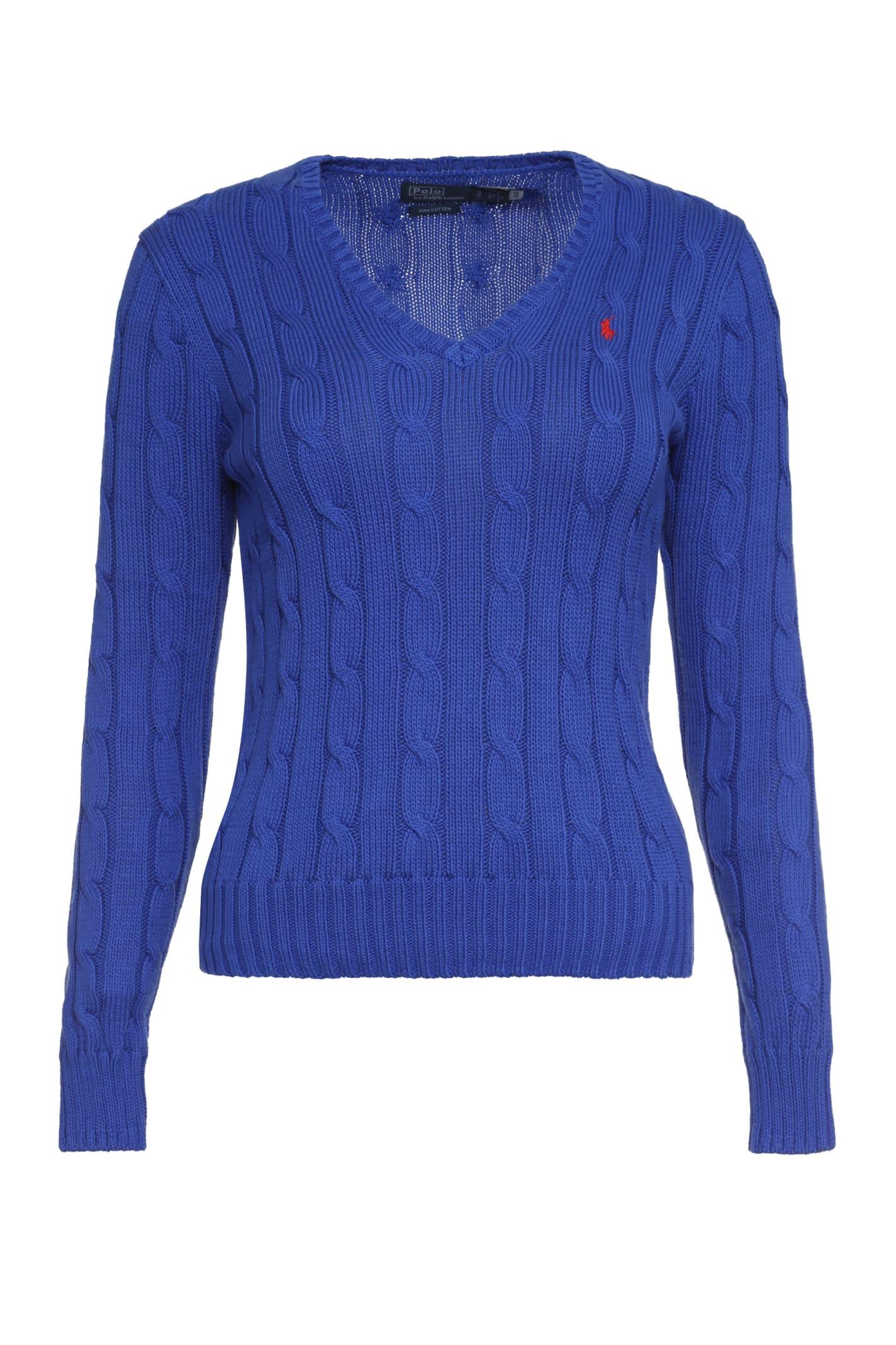 Polo Ralph Lauren Cable Knit Sweater in Blue | Lyst