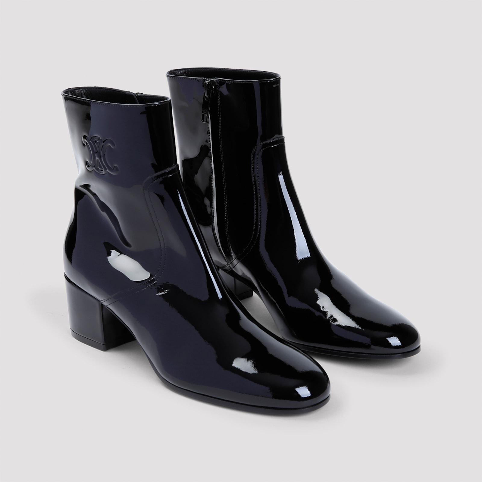 Celine Triomphe Zipped Boots in Black | Lyst