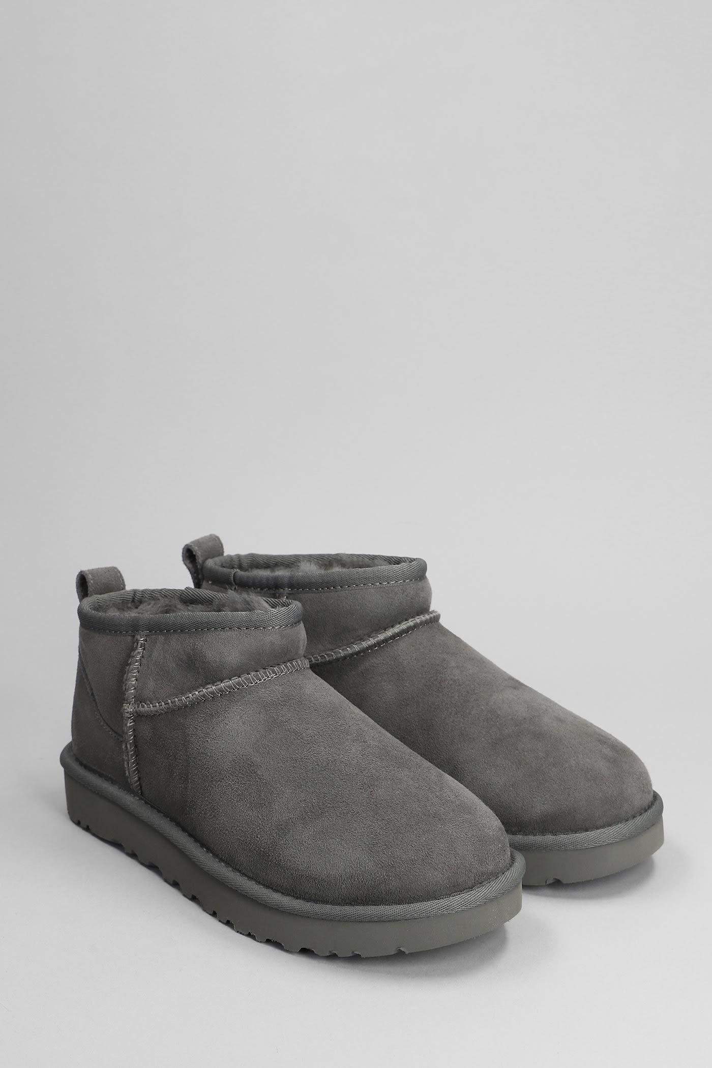 UGG Classic Ultra Mini Suede Ankle Boots in Grey Lyst UK