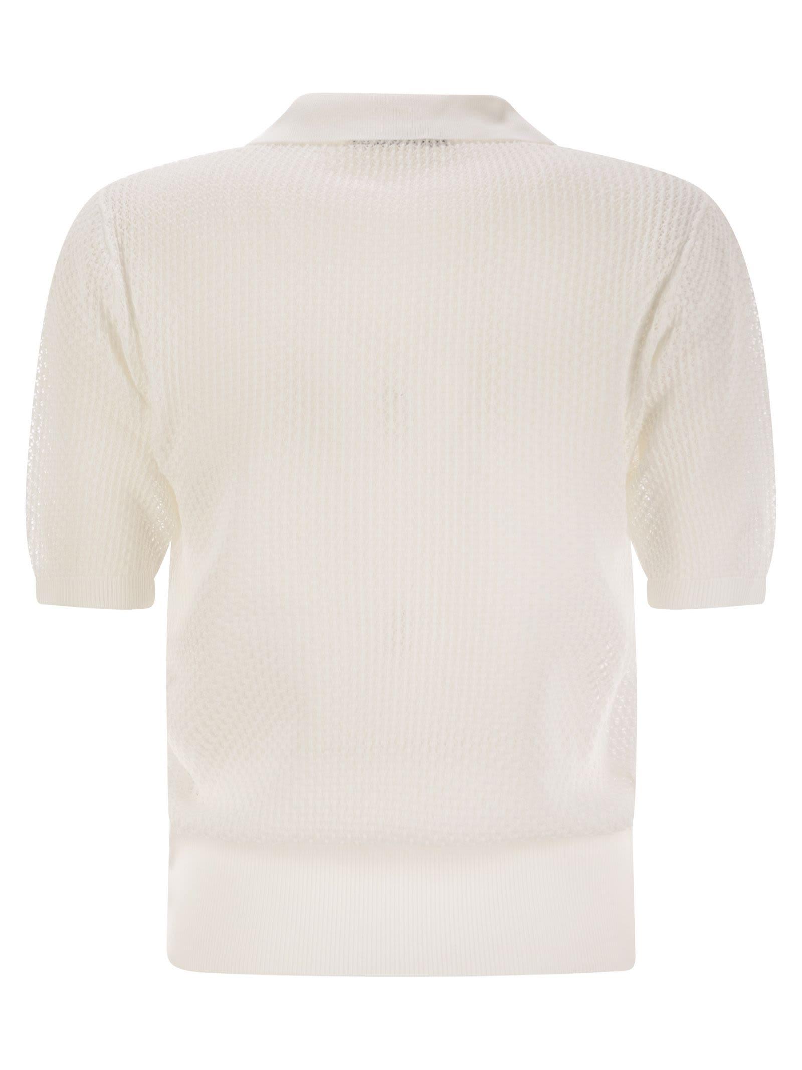 Tシャツ・カットソー FABIANA FILIPPI Polo shirt with diamond thread Fabiana Filippi Polo Shirt With Diamond Thread in White | Lyst