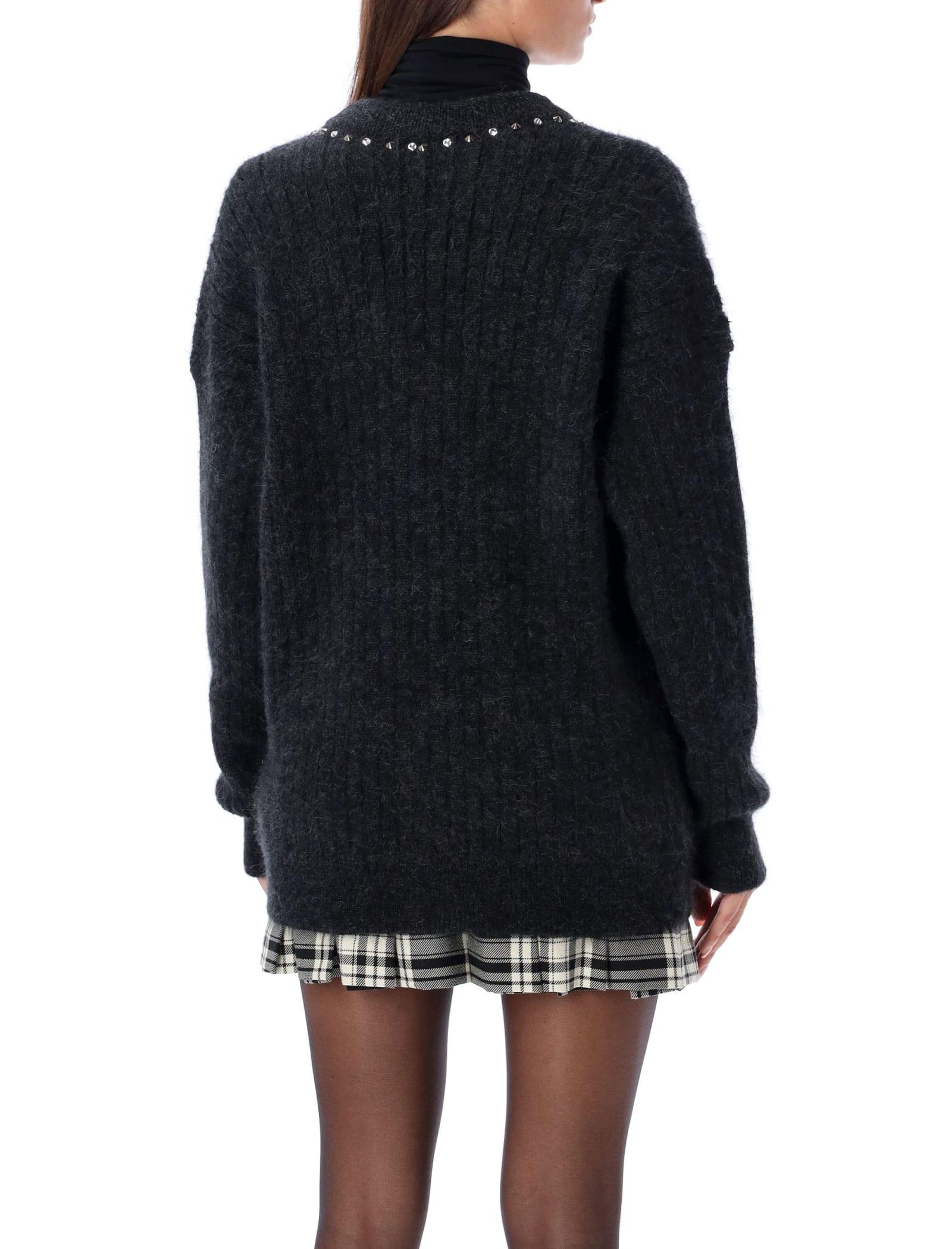 Alessandra Rich crystal-embellished wool jumper - Grey