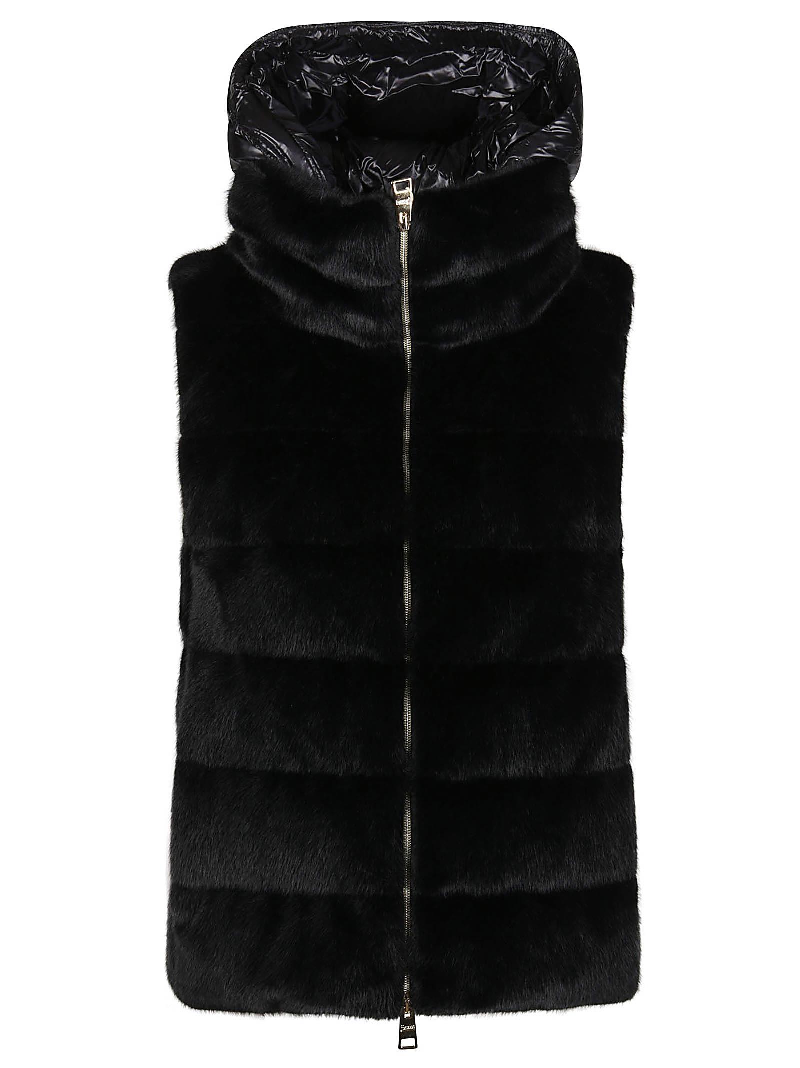 Herno Faux Fur Vest in Black Lyst UK