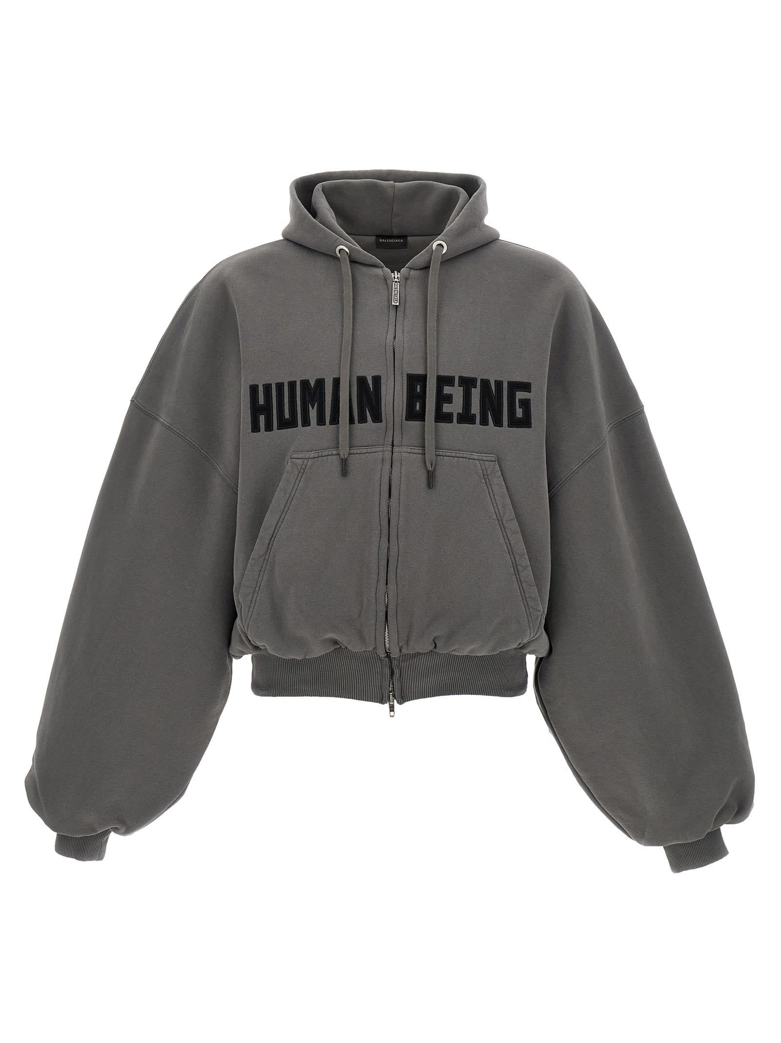 服/ファッション Balenciaga HUMAN BEING Bomber Hoodie  S Balenciaga Human Being Hoodie in Gray for Men | Lyst