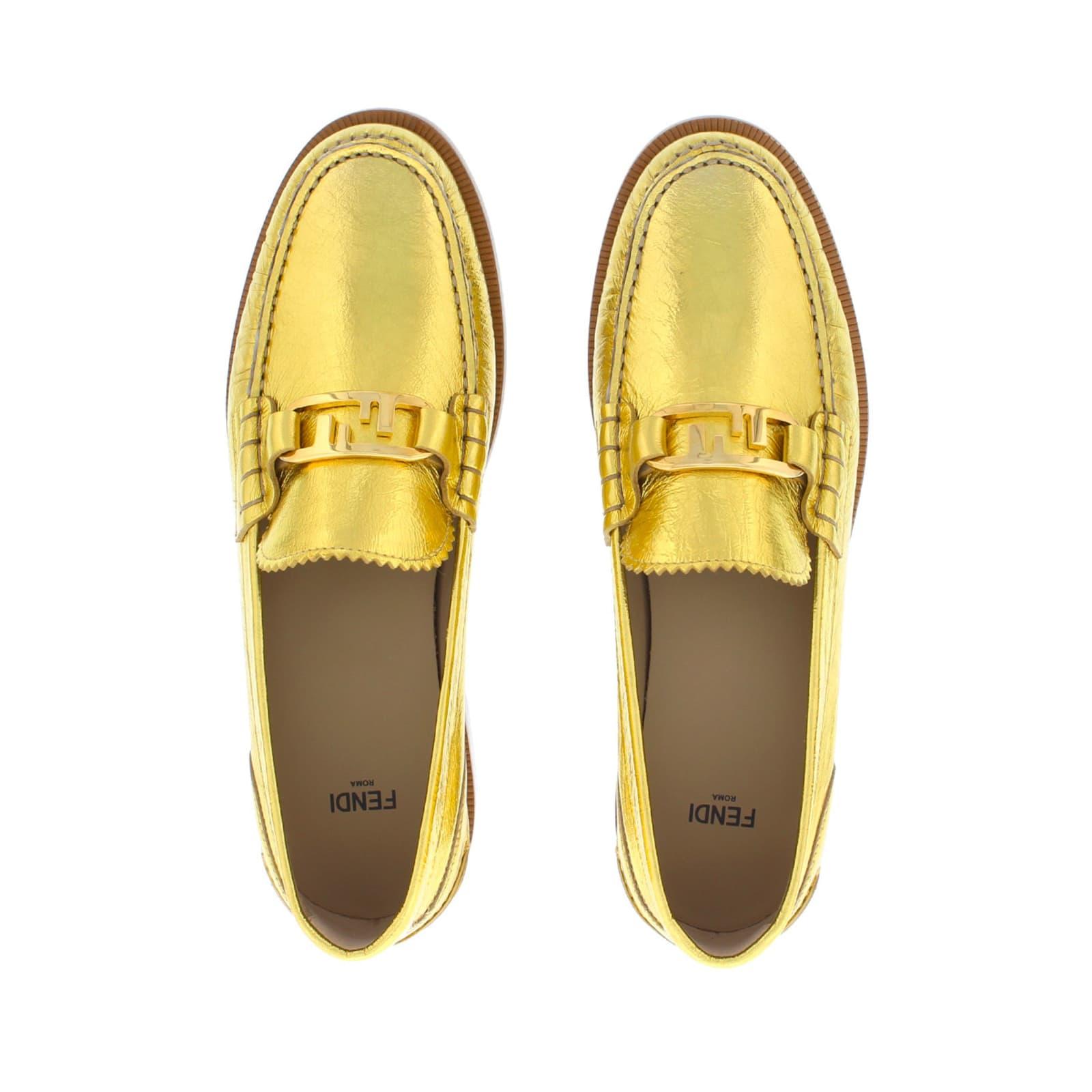 Fendi Leather Loafers in Yellow | Lyst