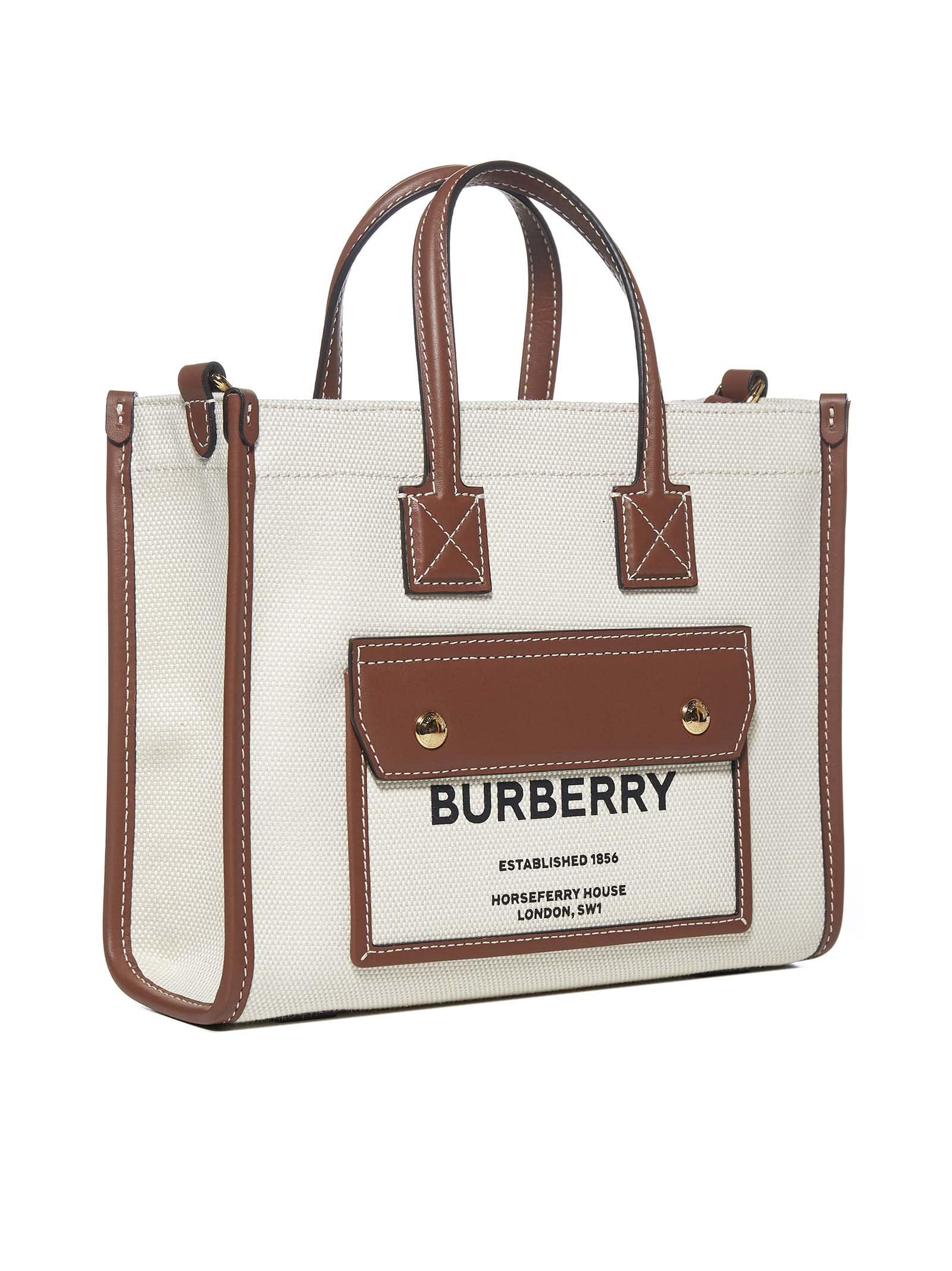 Burberry Freya Mini Canvas And Leather Tote Bag | Lyst