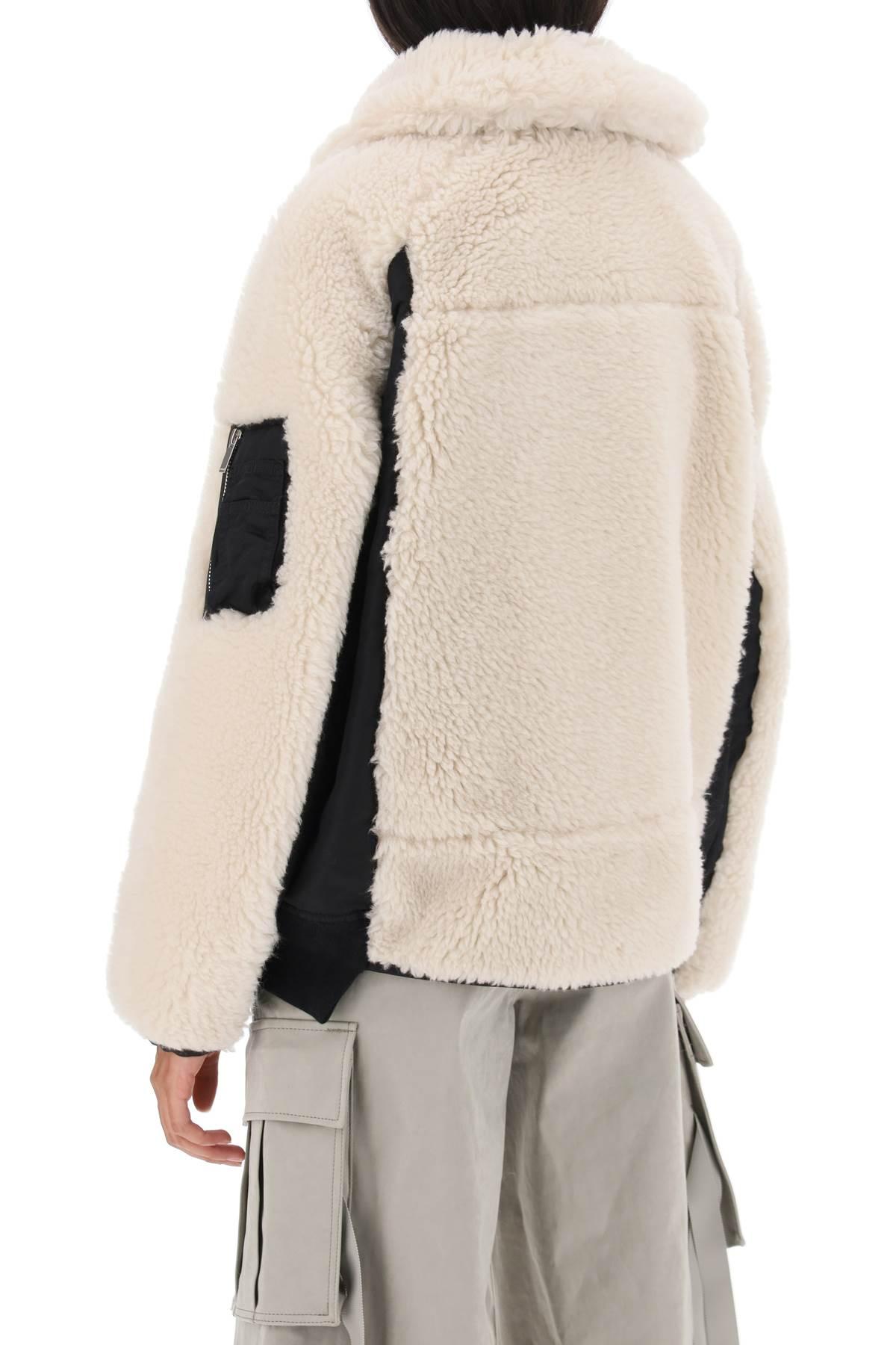 Sacai Faux-shearling Padded Jacket in Black | Lyst