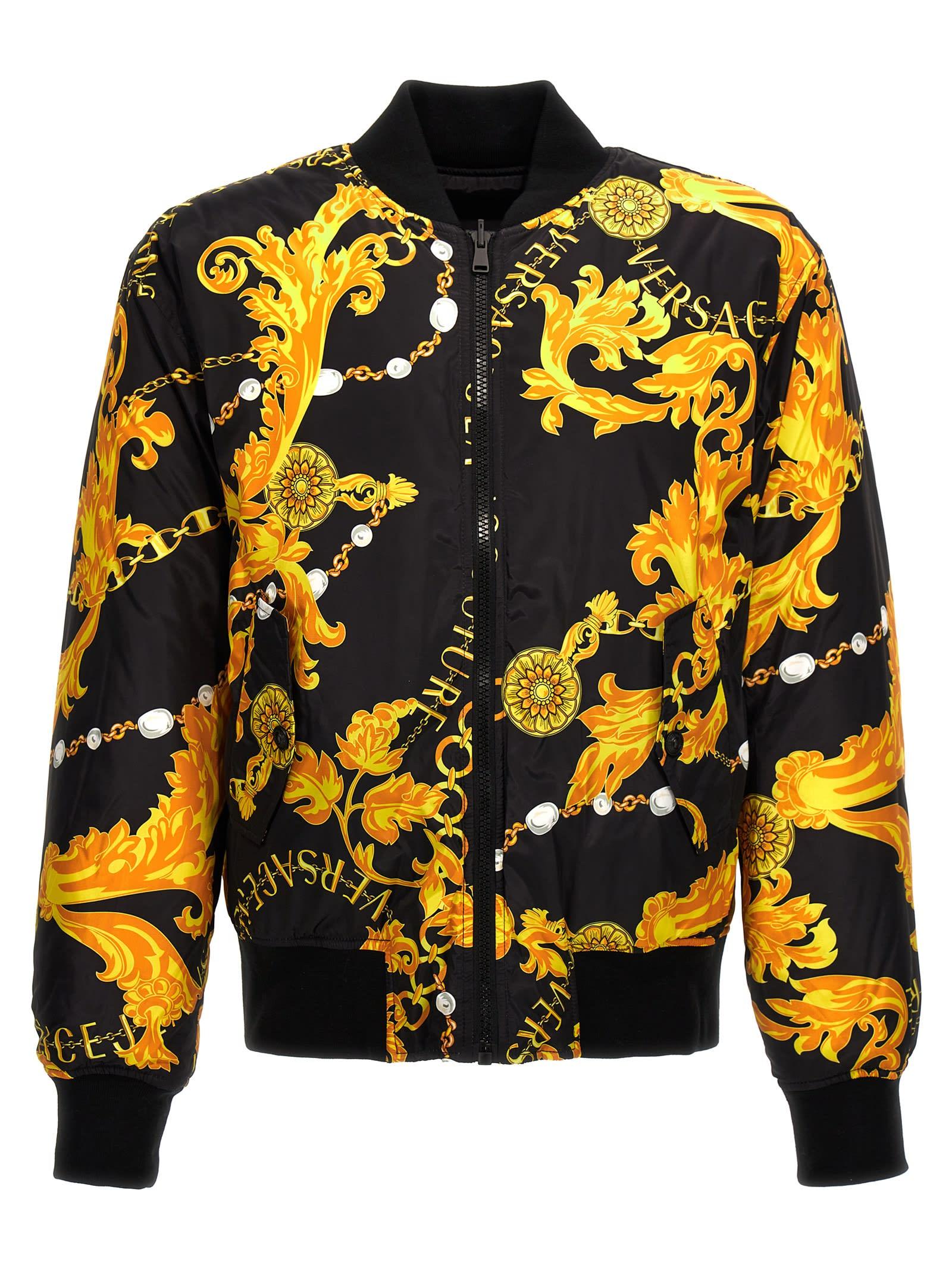 Versace Jeans Couture All-over Print Reversible Bomber Jacket Casual Jackets,  Parka in Yellow for Men | Lyst UK