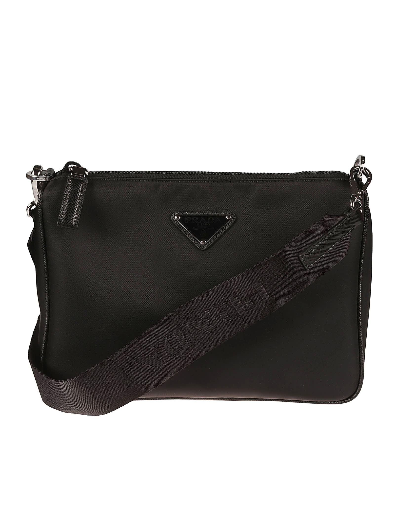 Prada Logo Patch Top Zipped Crossbody Bag in Black for Men | Lyst