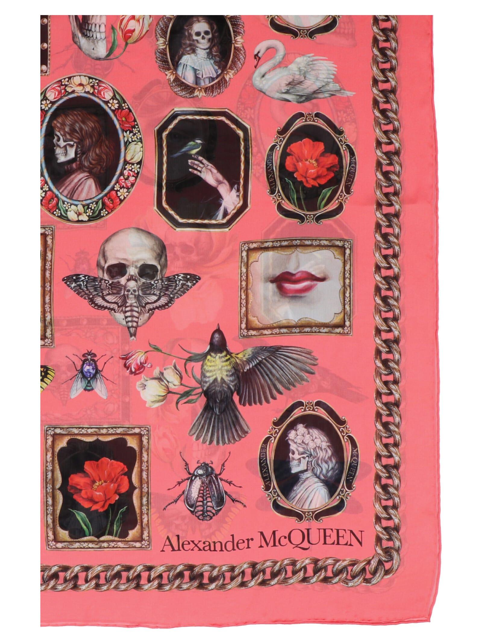 Alexander McQueen Silk Shawl Cameo E Curi Foulard in Pink (Red) - Save 62%  | Lyst