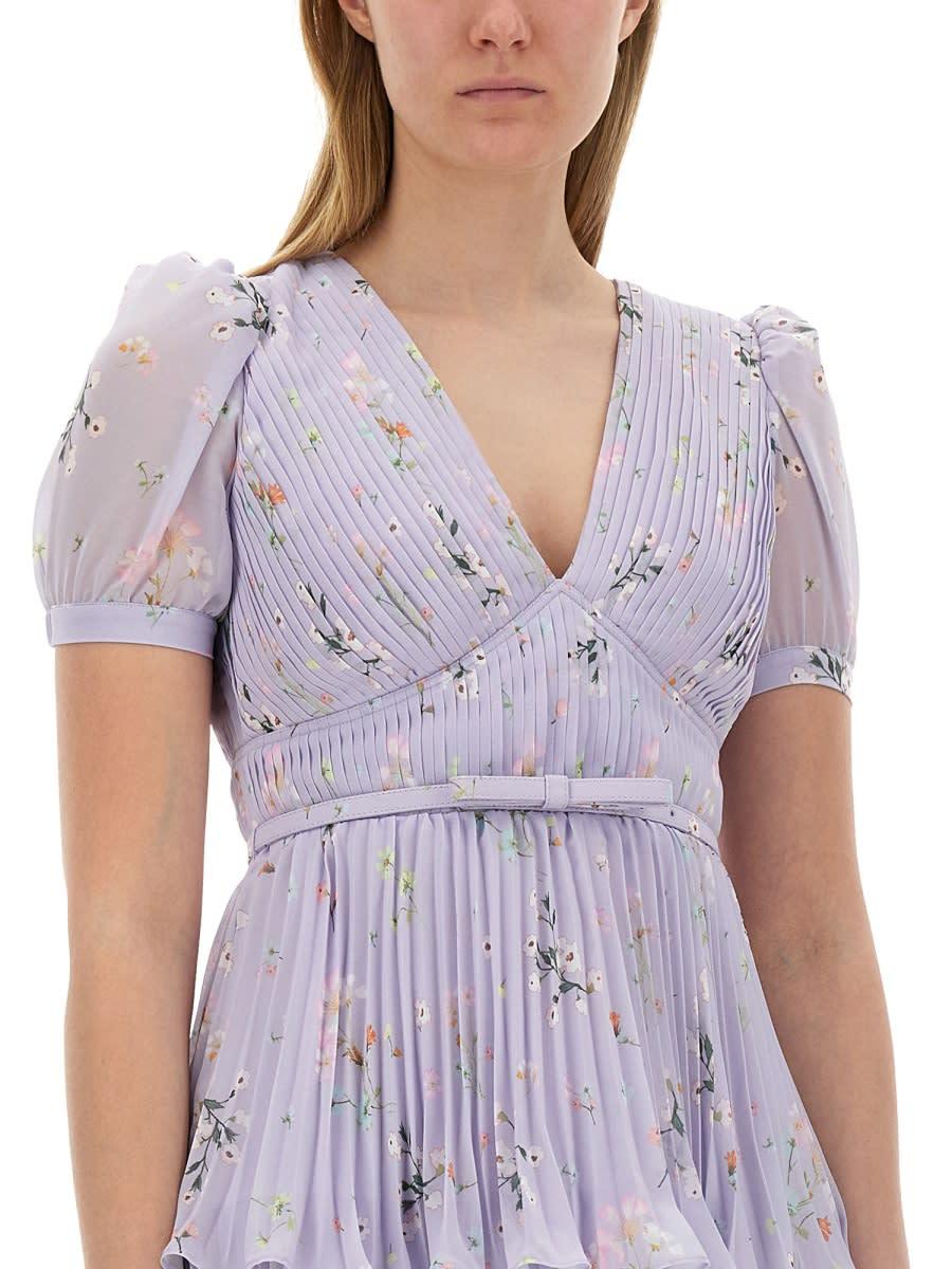 Self-Portrait Chiffon Dress in Purple | Lyst
