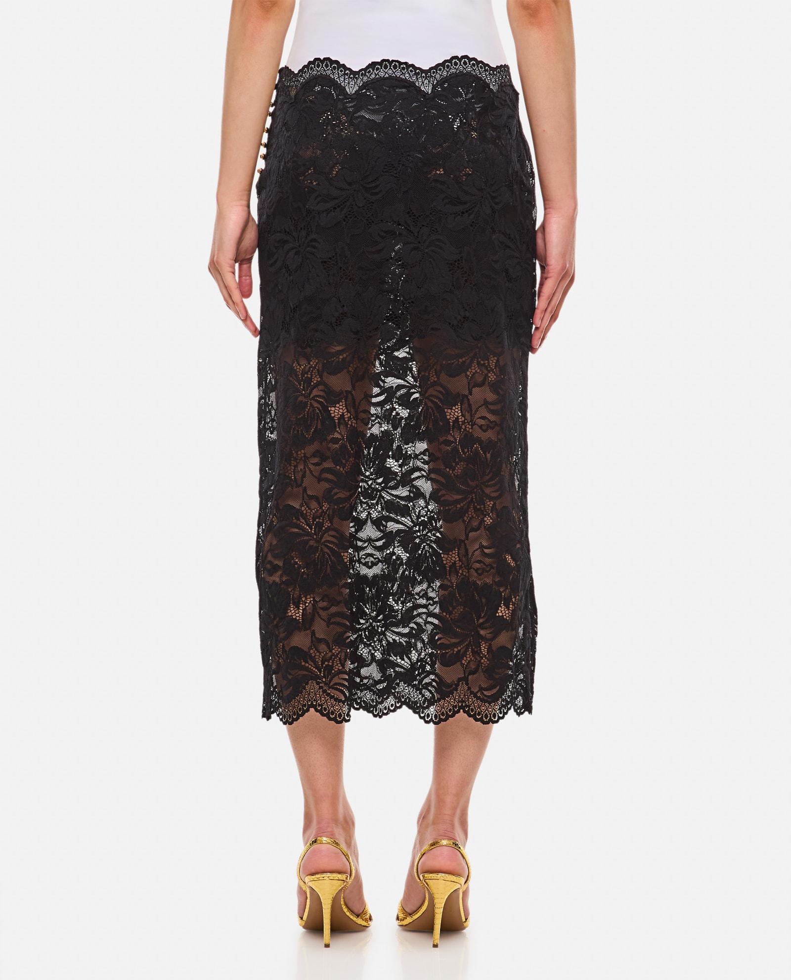 Black lace skirt long hot sale