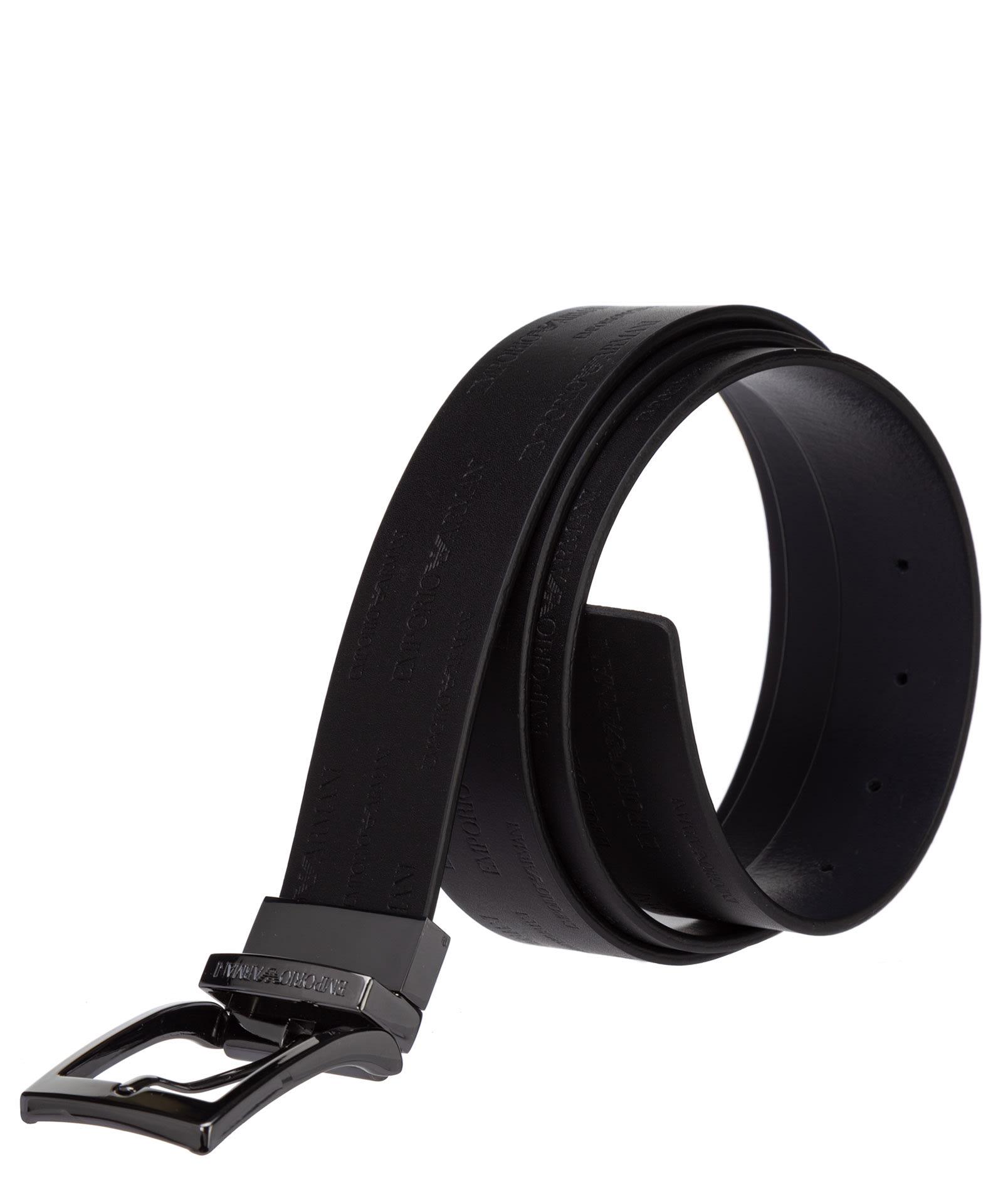 Mens Accessories Belts Blue Emporio Armani Leather Belt in Black Black for Men 