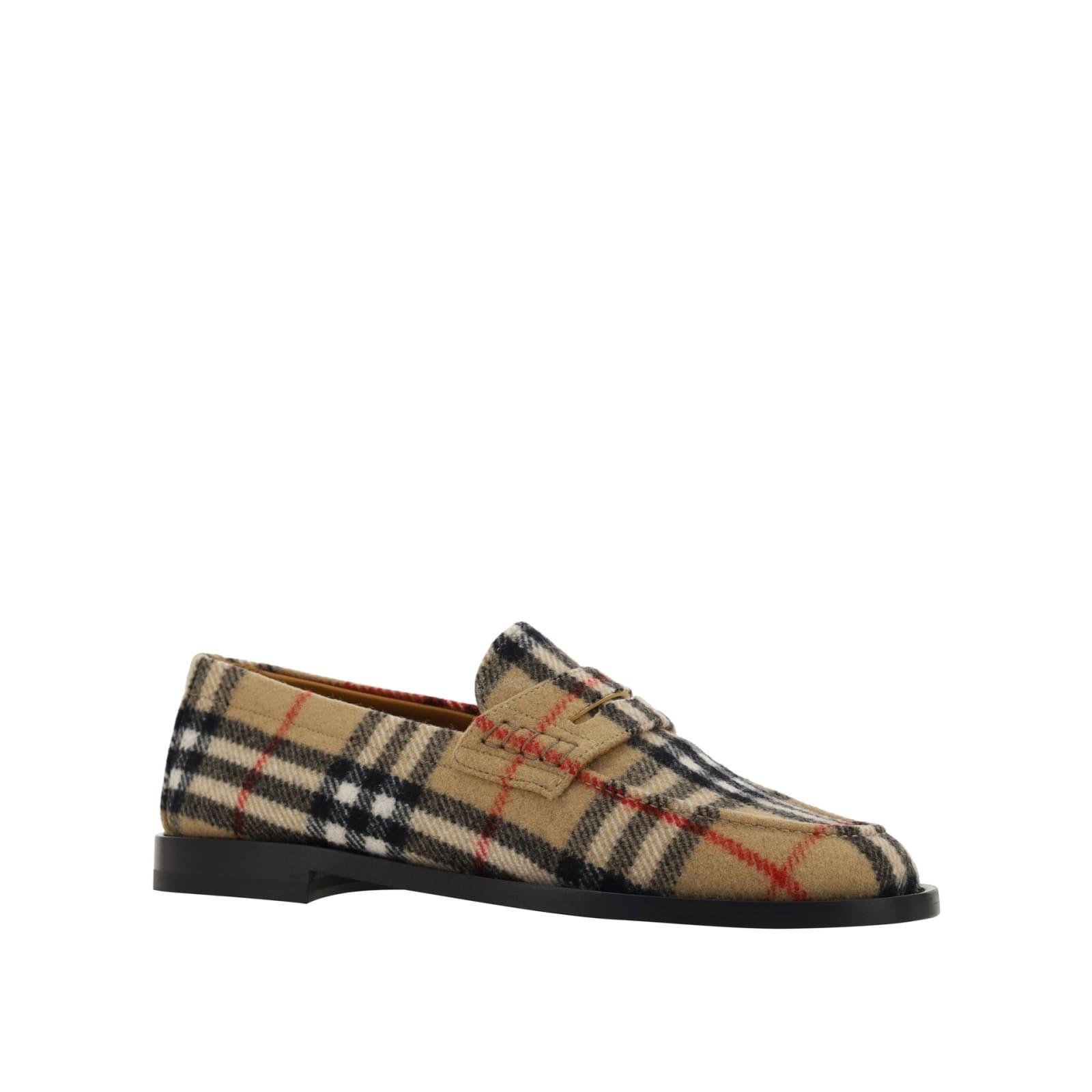 $790 BURBERRY HACKNEY BEIGE CHECK WOOL PENNY LOAFERS 42 US 9 ITALY 790 BURBERRY HACKNEY BEIGE CHECK WOOL PENNY LOAFERS 43.5  main image 3