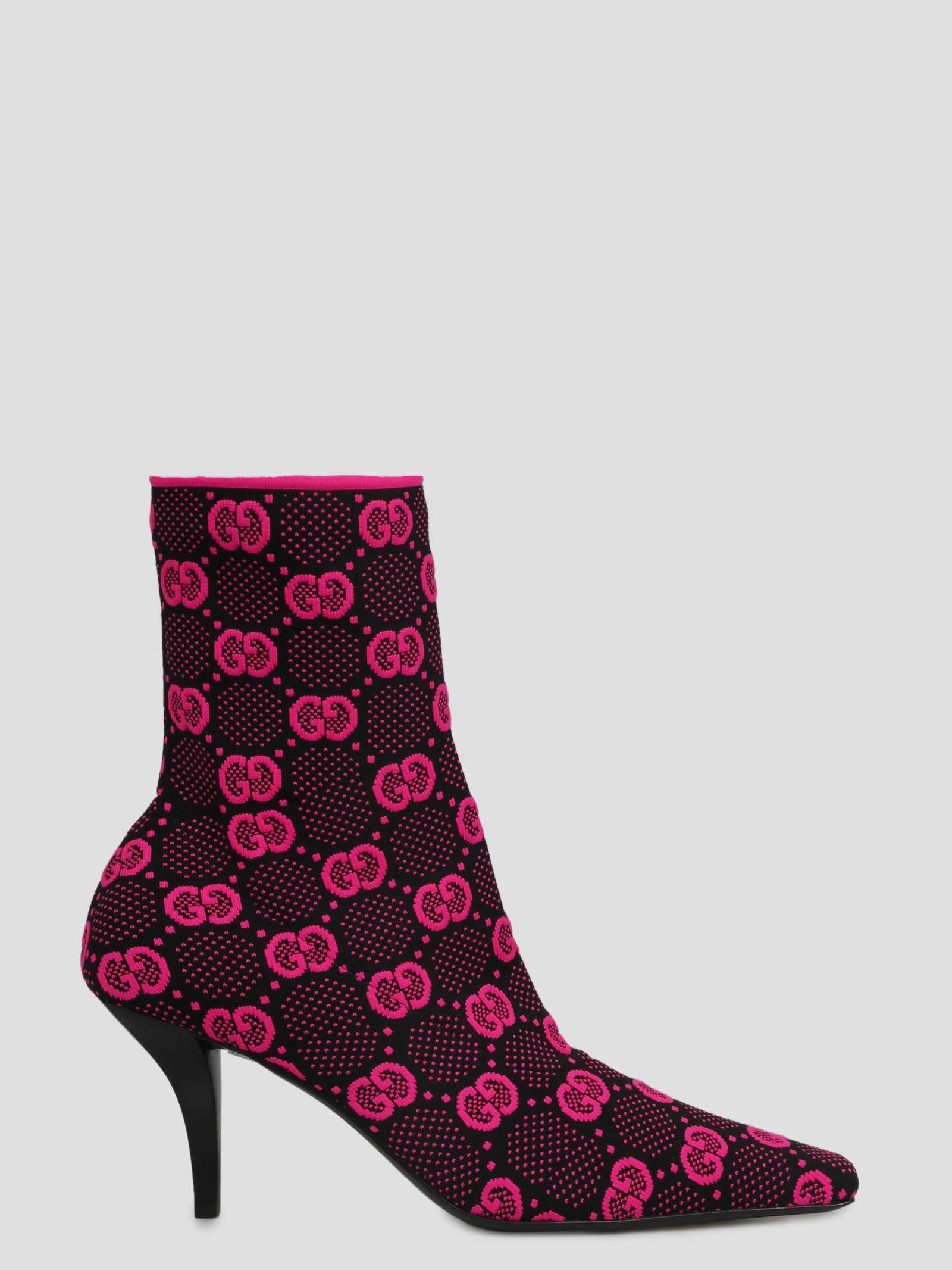 Gucci Gg Knit Ankle Boots in Purple | Lyst