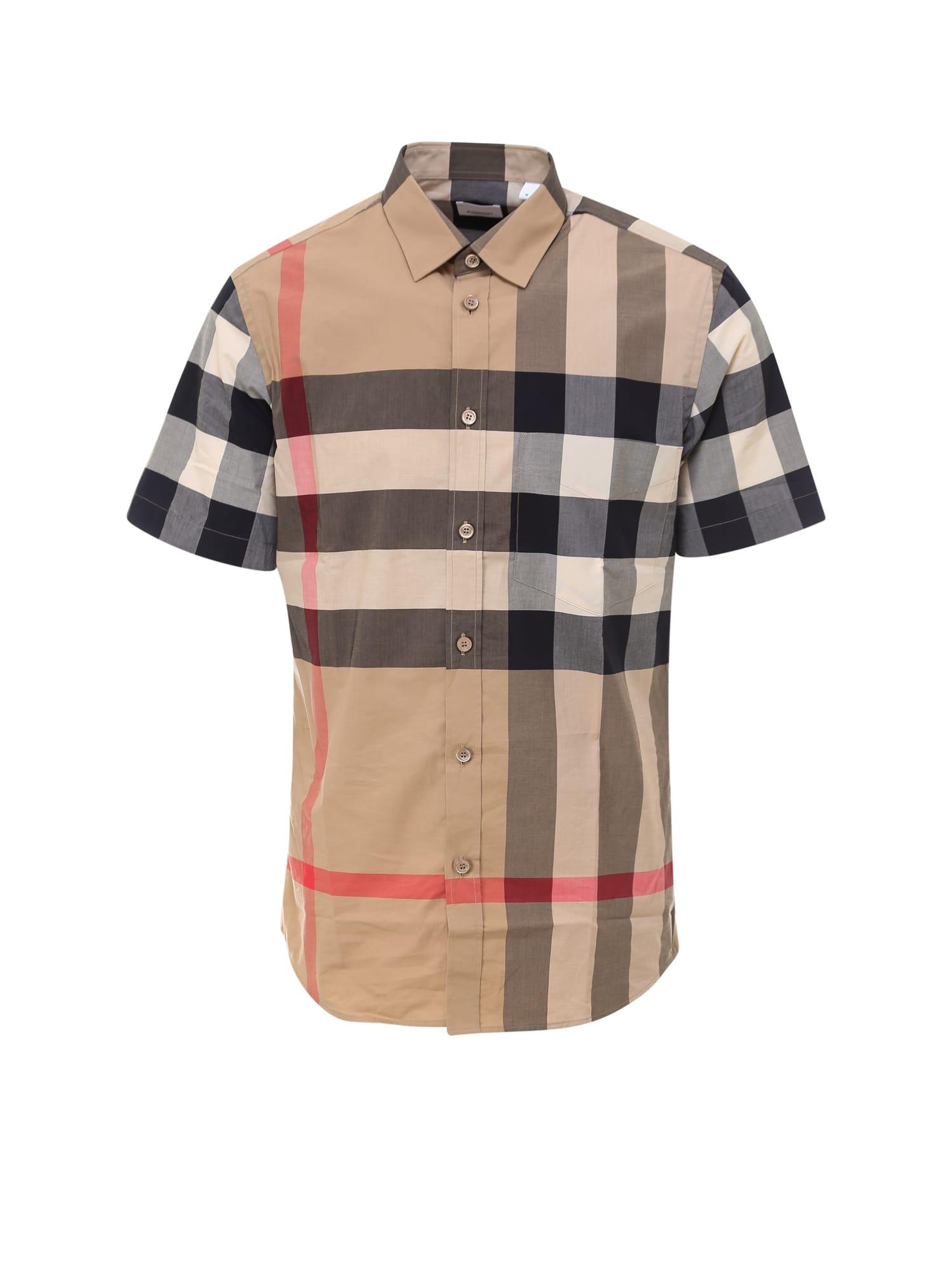 for Men Burberry Short-sleeved Linen Shirt in Grey Natural Mens Shirts Burberry Shirts 