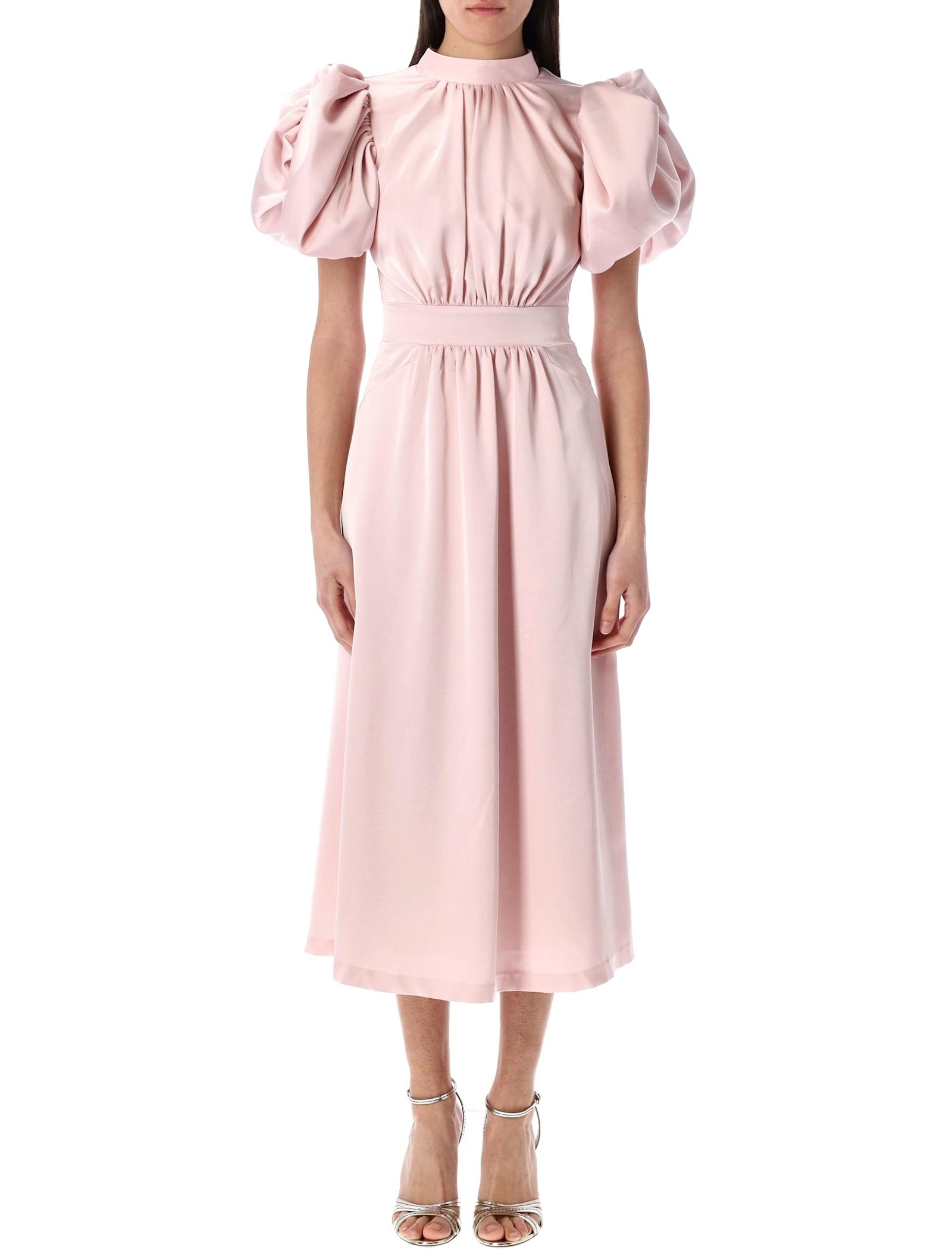 ROTATE ワンピース Bridal gathered satin midi dress926686 Bridal gathered satin midi dress in pink - Rotate | Mytheresa